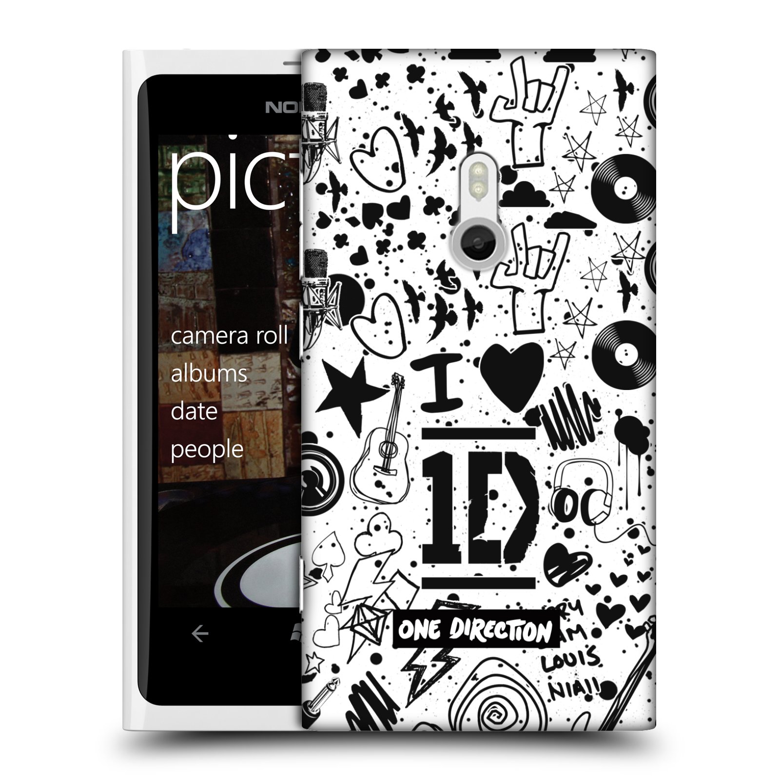 OFFICIAL ONE DIRECTION 1D DOODLE DESIGN HARD BACK CASE FOR NOKIA