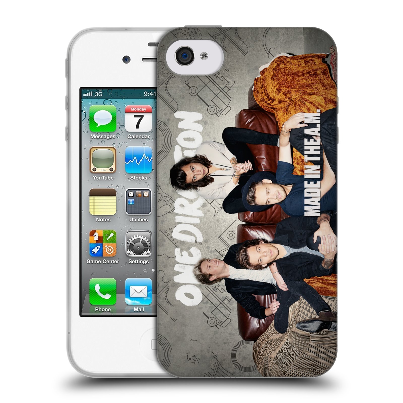 HEAD CASE silikonový obal na mobil Apple Iphone 4/4S chlapecká skupina One Direction gauč