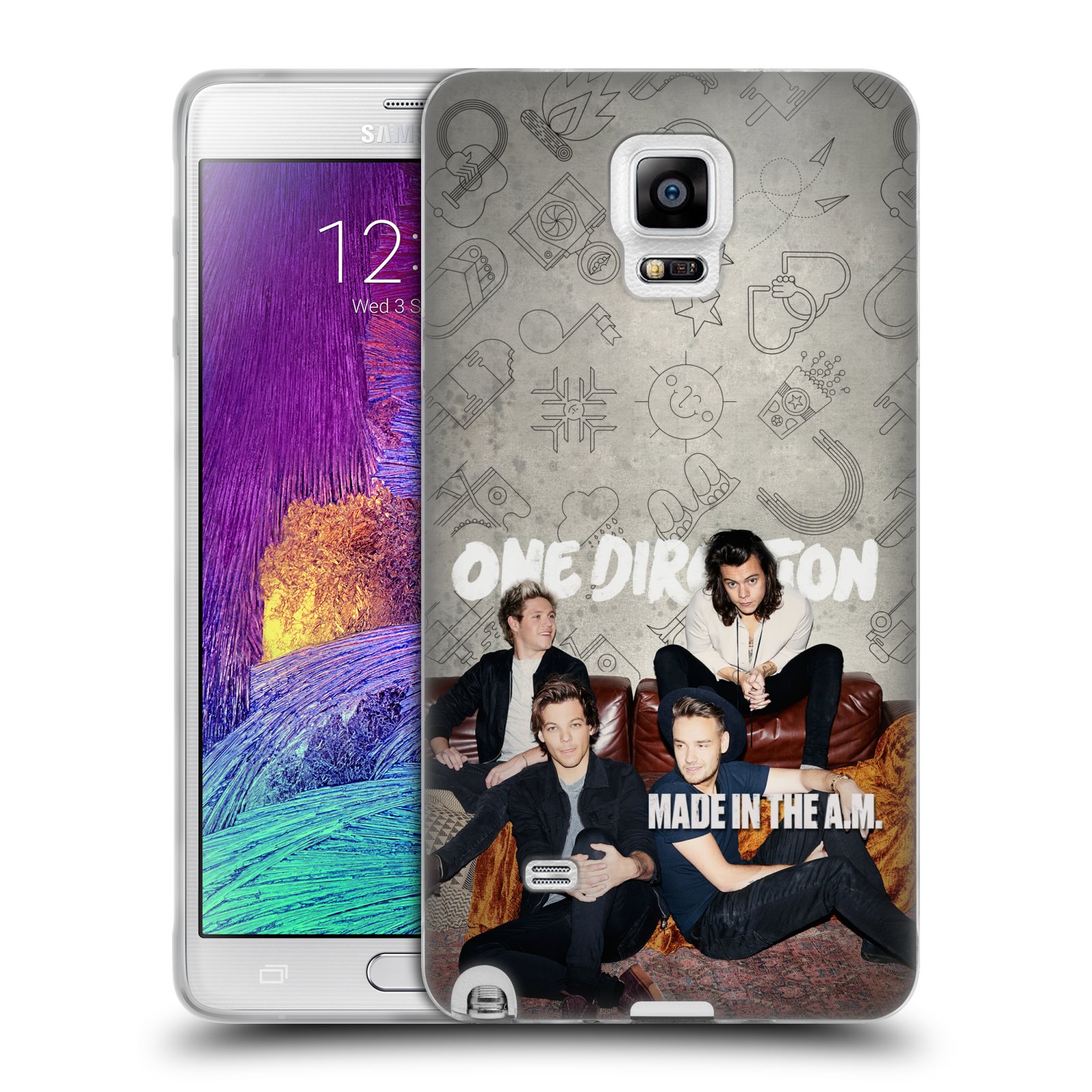 HEAD CASE silikonový obal na mobil Samsung Galaxy Note 4 chlapecká skupina One Direction gauč
