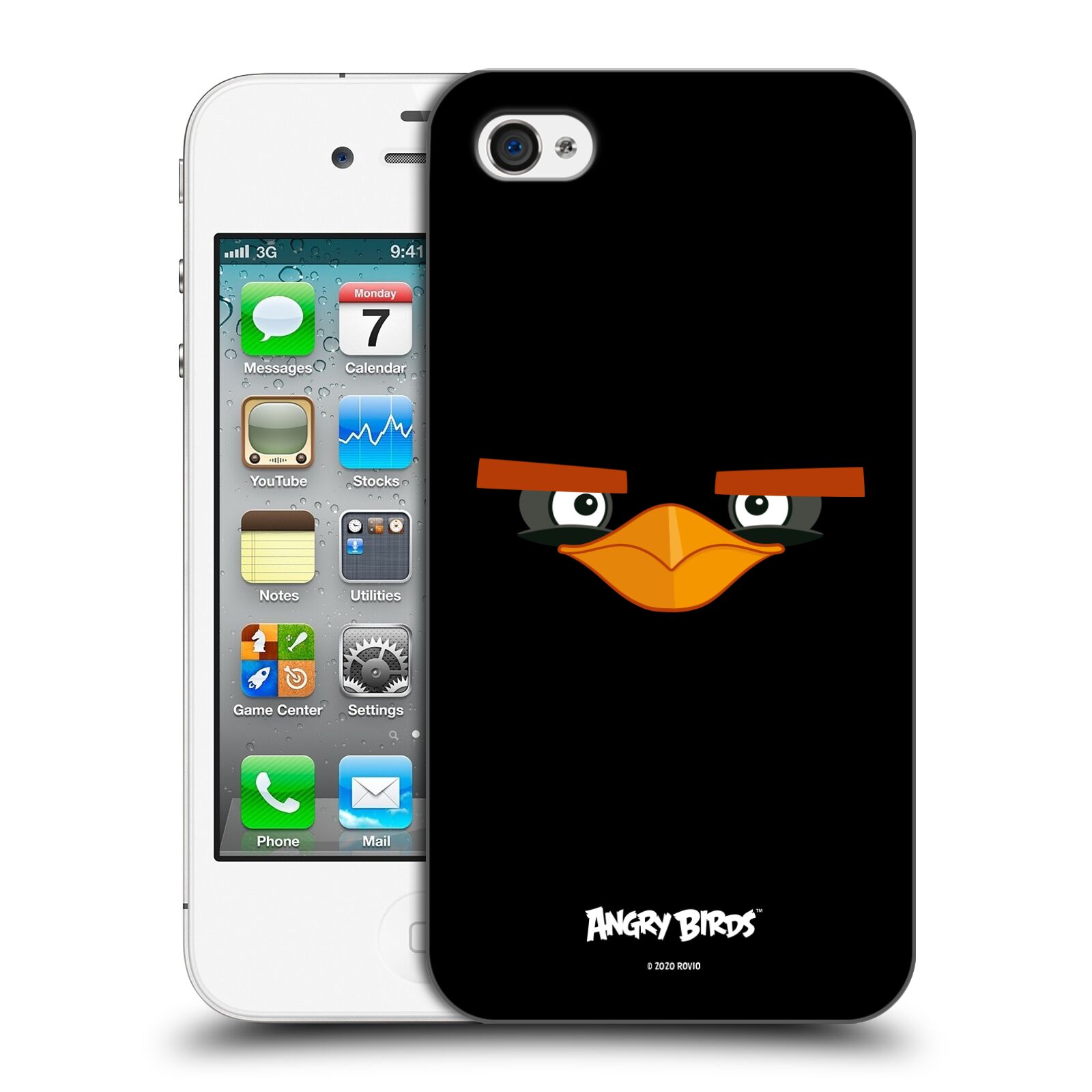 Zadní obal pro mobil Apple Iphone 4/4S - HEAD CASE  - Angry Birds - Černý ptáček