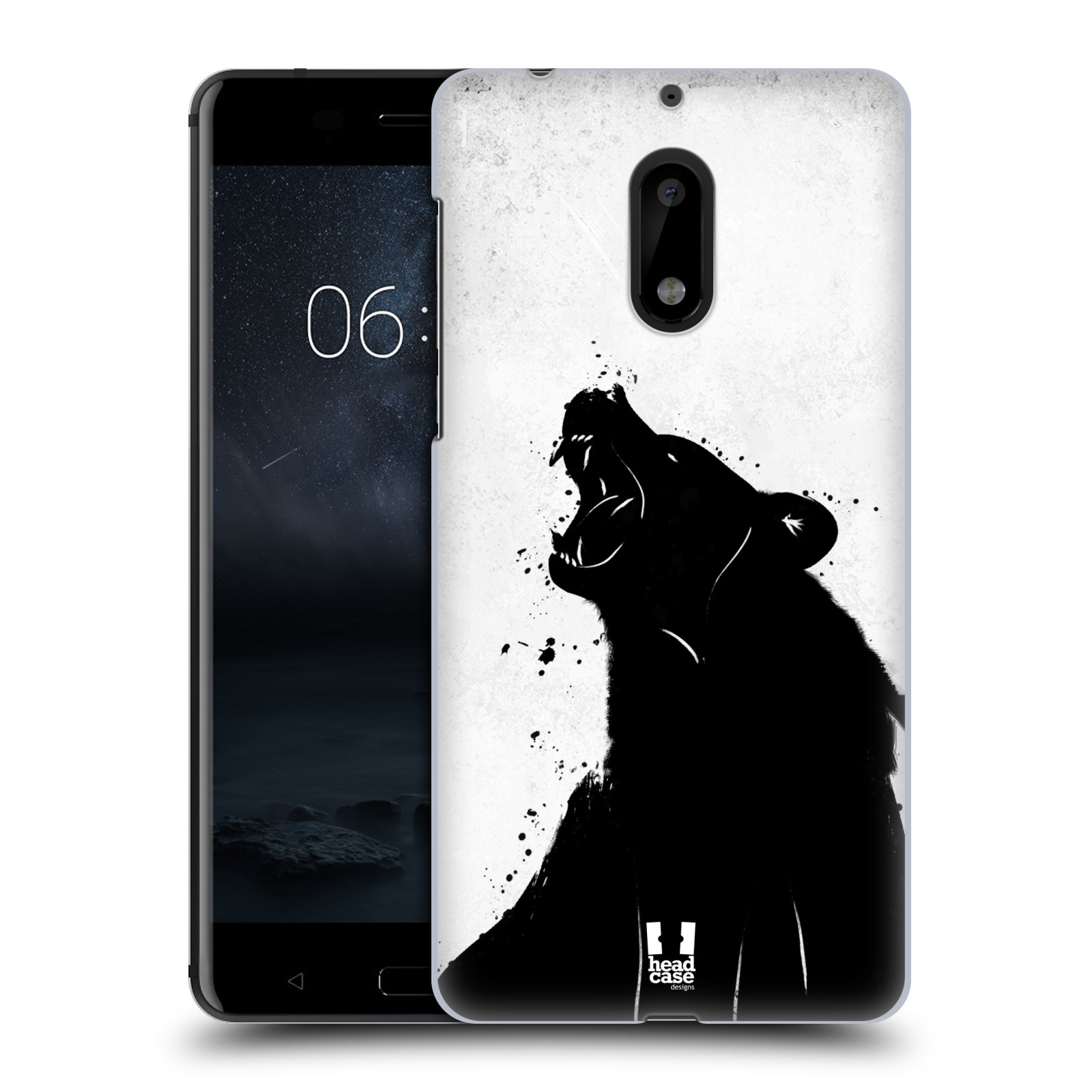 HEAD CASE plastový obal na mobil Nokia 6 vzor Kresba tuš zvíře medvěd