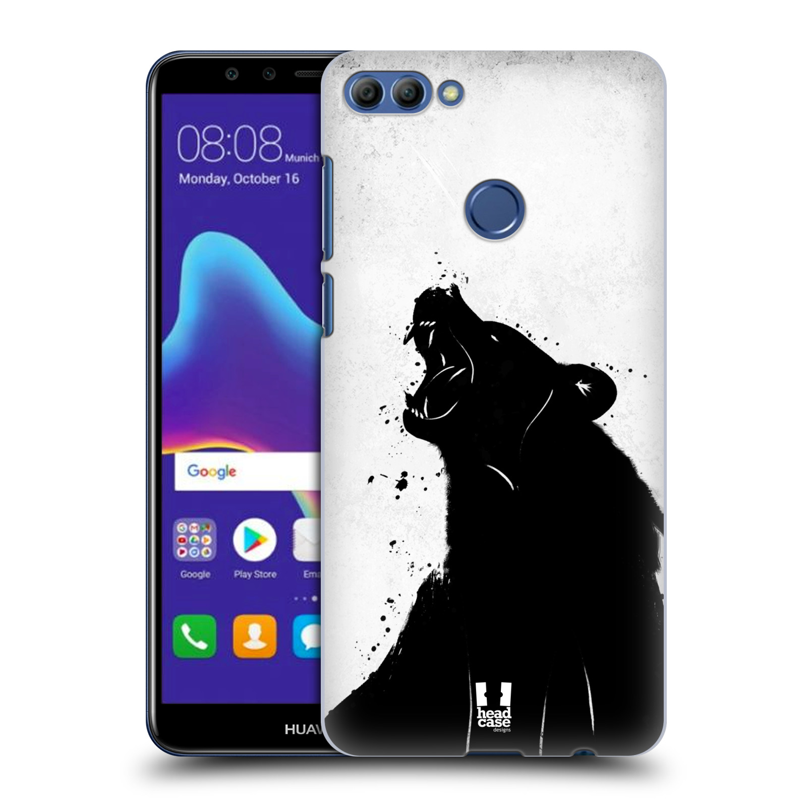 HEAD CASE plastový obal na mobil Huawei Y9 2018 vzor Kresba tuš zvíře medvěd