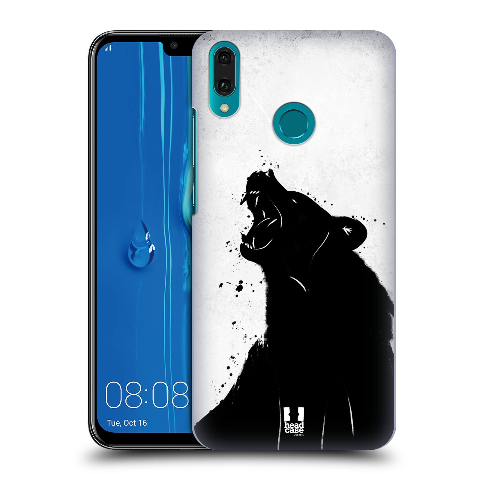 Pouzdro na mobil Huawei Y9 2019 - HEAD CASE - vzor Kresba tuš zvíře medvěd