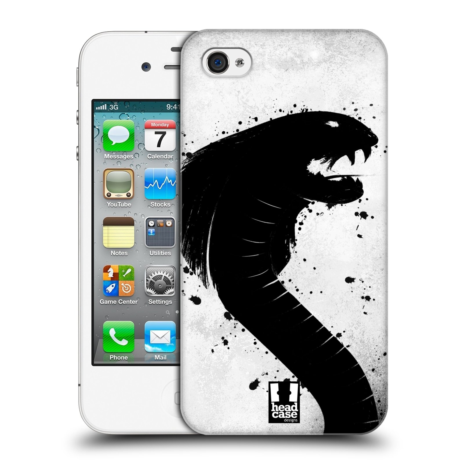 HEAD CASE plastový obal na mobil Apple Iphone 4/4S vzor Kresba tuš zvíře had kobra
