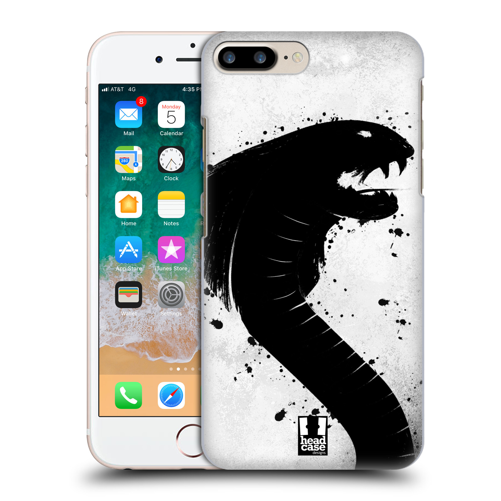 Plastové pouzdro pro mobil Apple Iphone 8 PLUS vzor Kresba tuš zvíře had kobra