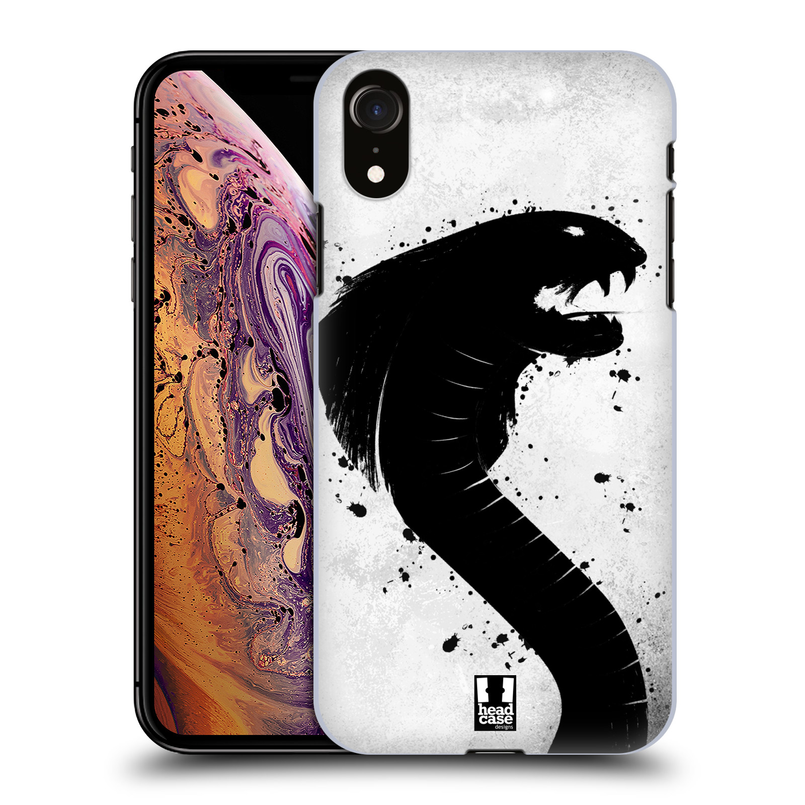 HEAD CASE plastový obal na mobil Apple Iphone XR vzor Kresba tuš zvíře had kobra