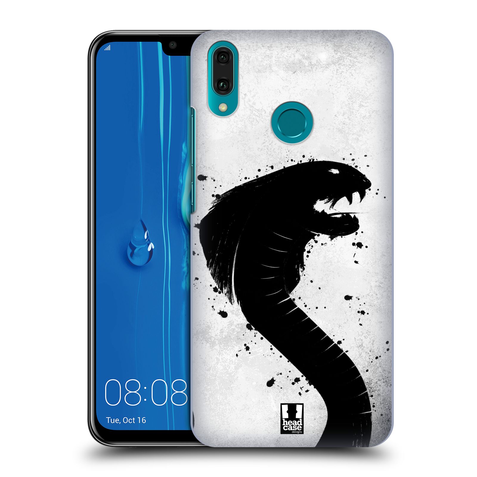 Pouzdro na mobil Huawei Y9 2019 - HEAD CASE - vzor Kresba tuš zvíře had kobra