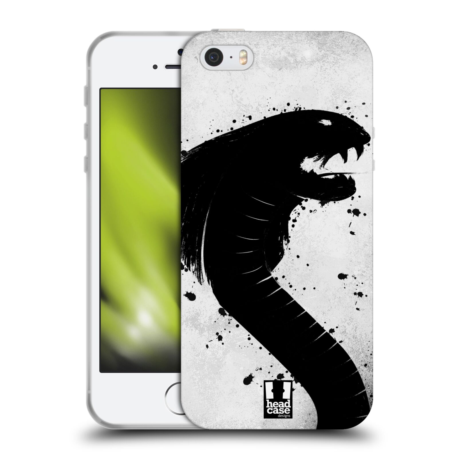HEAD CASE silikonový obal na mobil Apple Iphone 5/5S vzor Kresba tuš zvíře had kobra