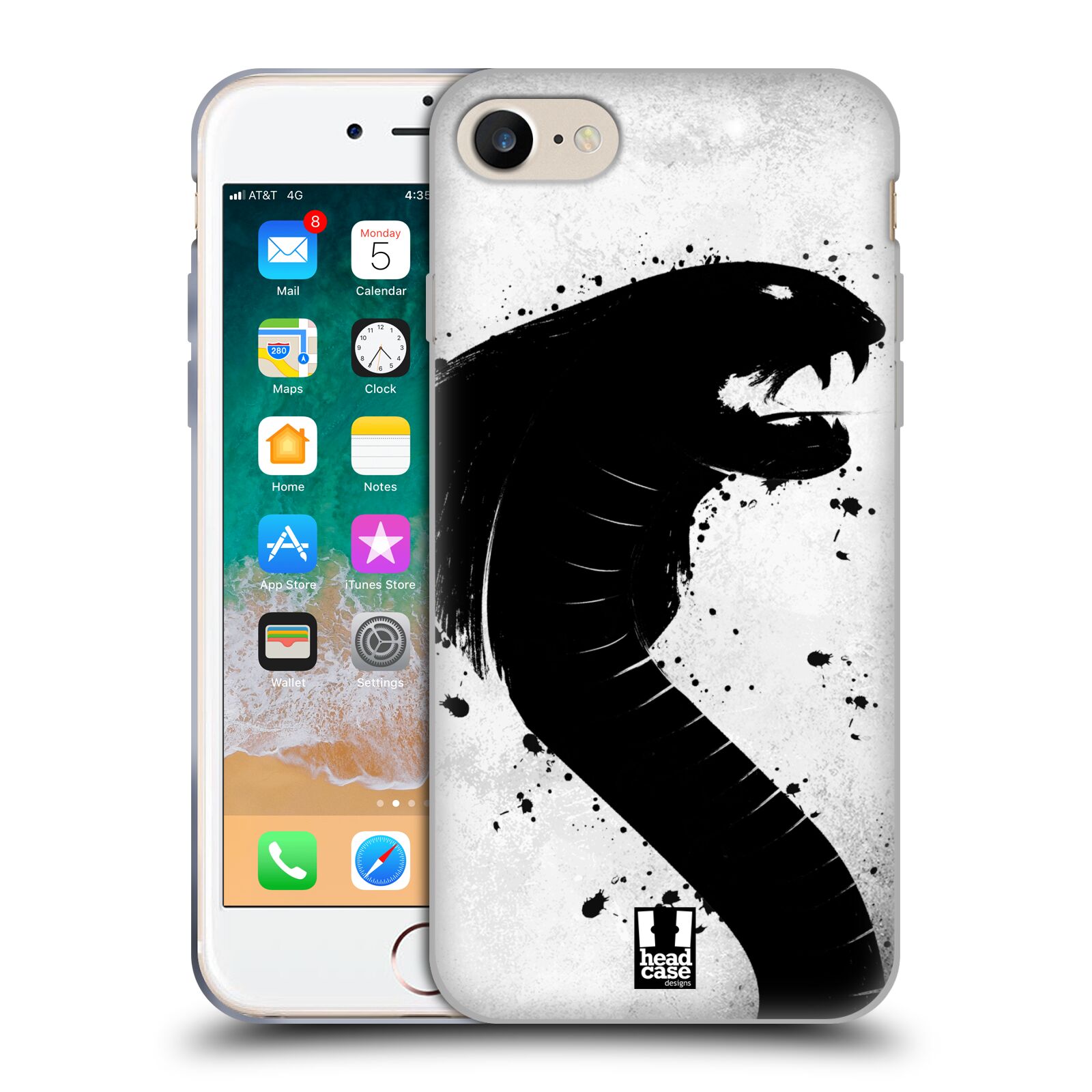 HEAD CASE silikonový obal na mobil Apple Iphone 8 vzor Kresba tuš zvíře had kobra