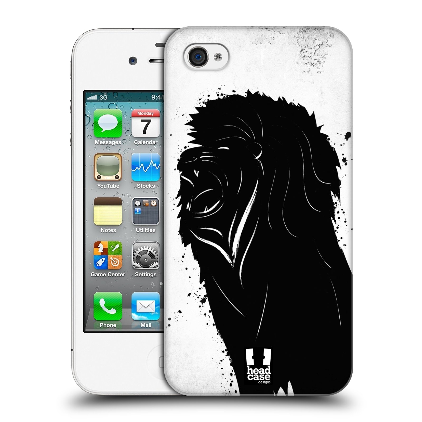 HEAD CASE plastový obal na mobil Apple Iphone 4/4S vzor Kresba tuš zvíře lev