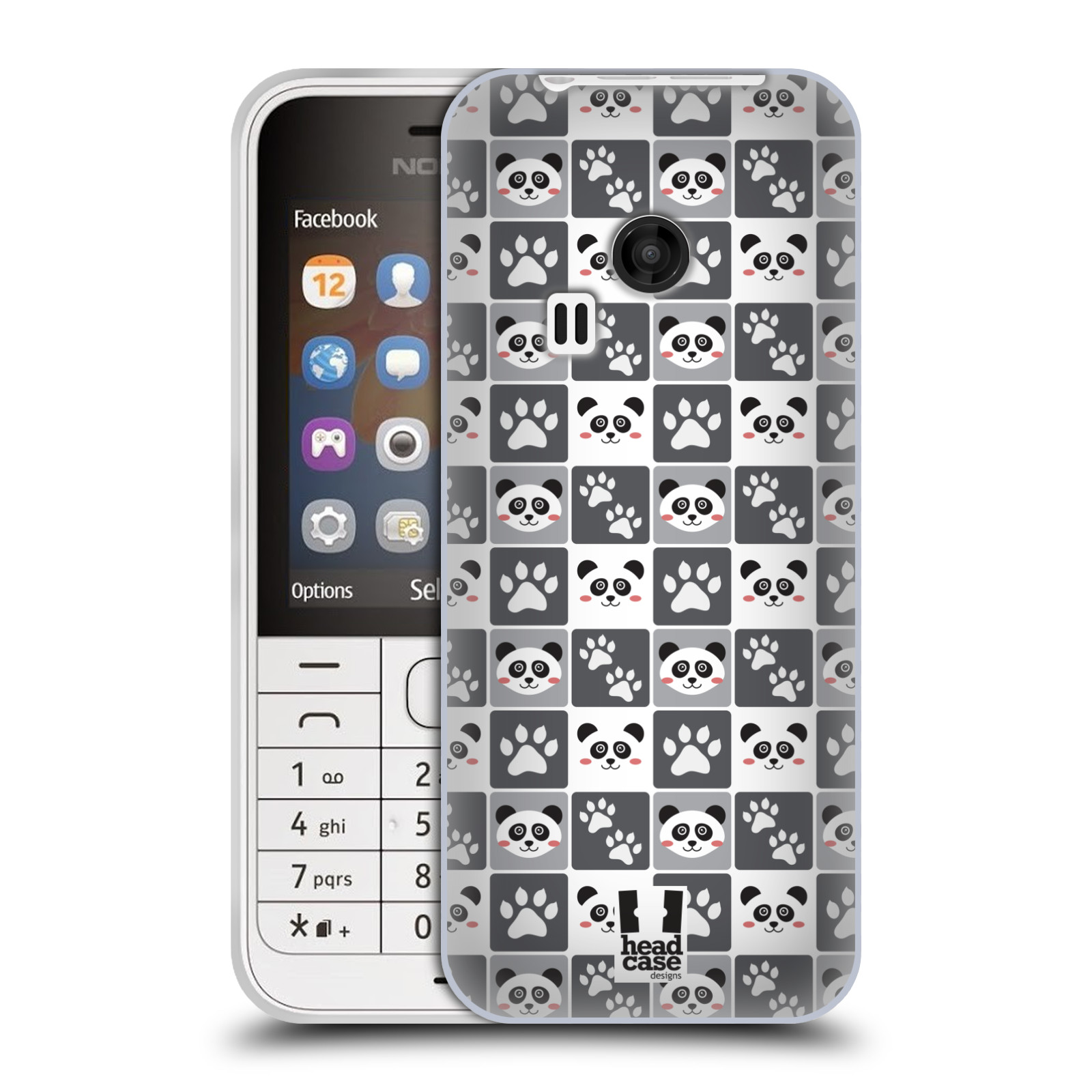 HEAD CASE silikonový obal na mobil NOKIA 220 / NOKIA 220 DUAL SIM vzor Zvířecí razítka MEDVÍDEK PANDA