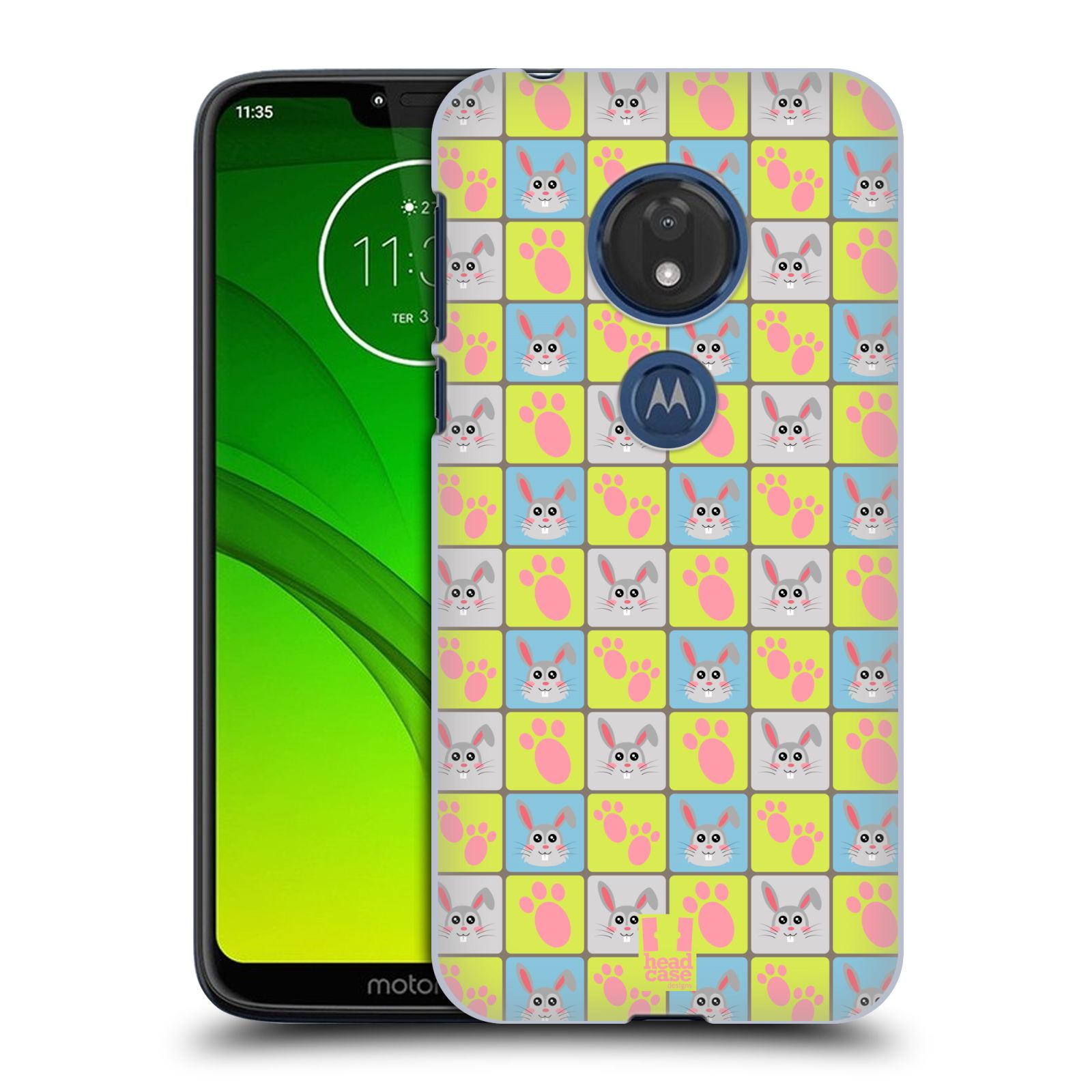 Pouzdro na mobil Motorola Moto G7 Play vzor Zvířecí razítka ZAJÍČEK