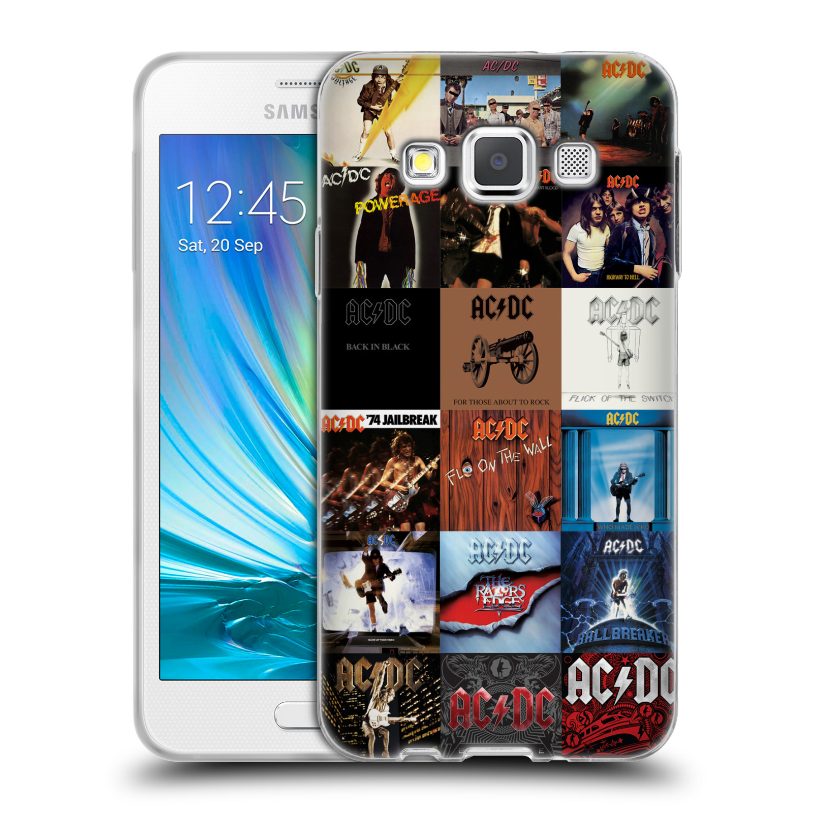 HEAD CASE silikonový obal na mobil Samsung Galaxy A3 (A300) rocková skupina ACDC seznam alba