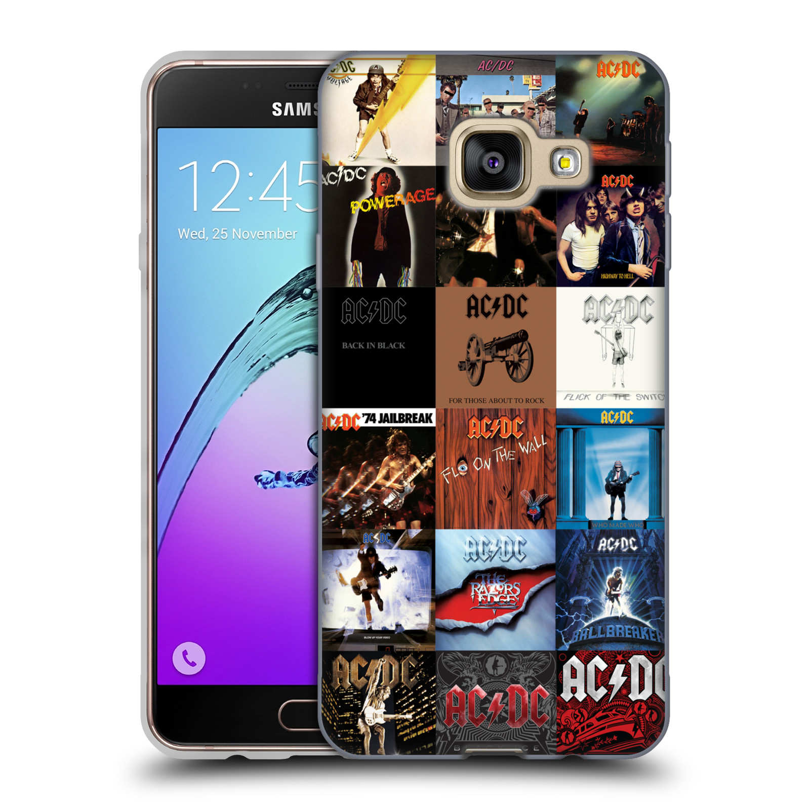 HEAD CASE silikonový obal na mobil Samsung Galaxy A3 2016 (A310) rocková skupina ACDC seznam alba