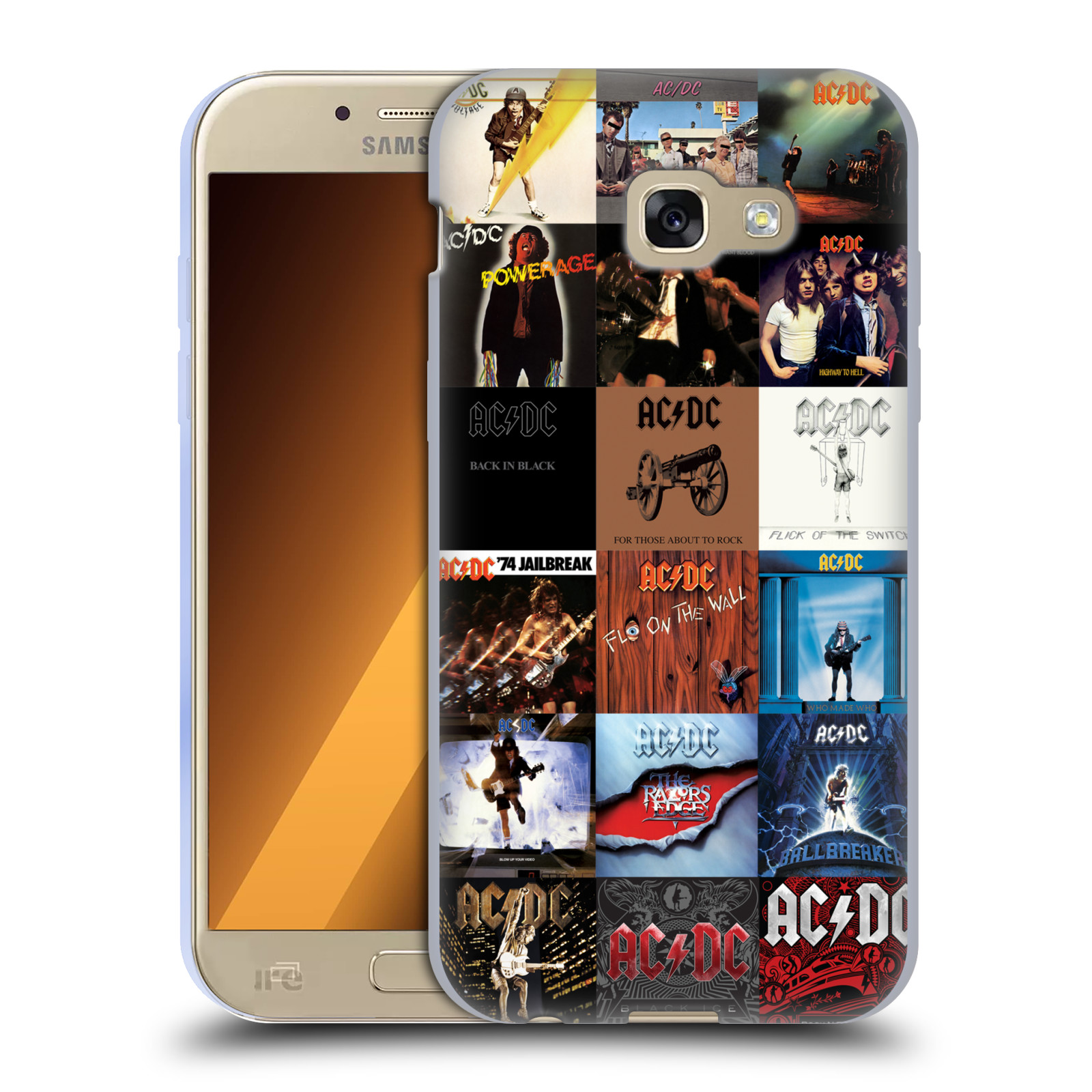 HEAD CASE silikonový obal na mobil Samsung Galaxy A5 2017 (A520) rocková skupina ACDC seznam alba