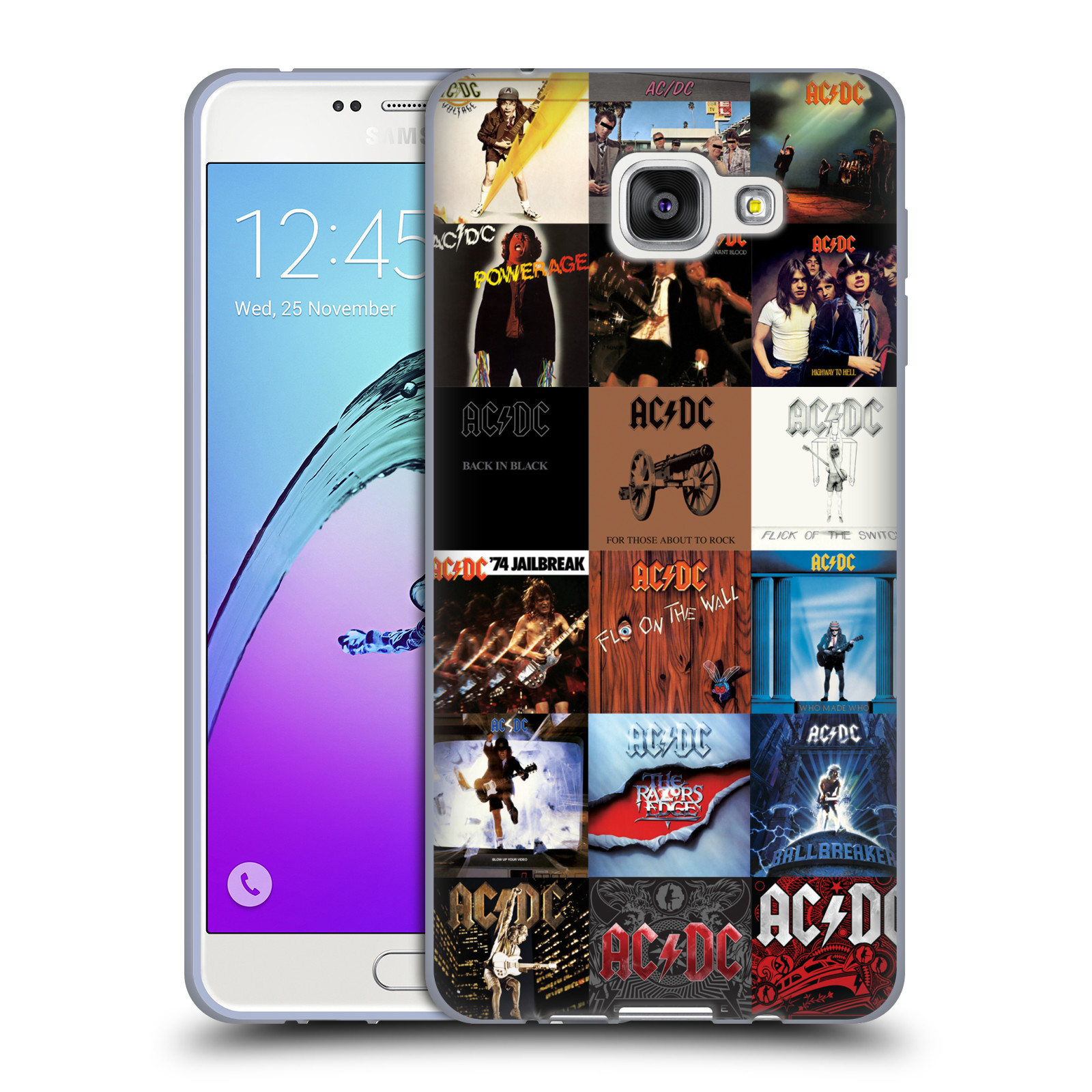 HEAD CASE silikonový obal na mobil Samsung Galaxy A7 2016 (A710) rocková skupina ACDC seznam alba