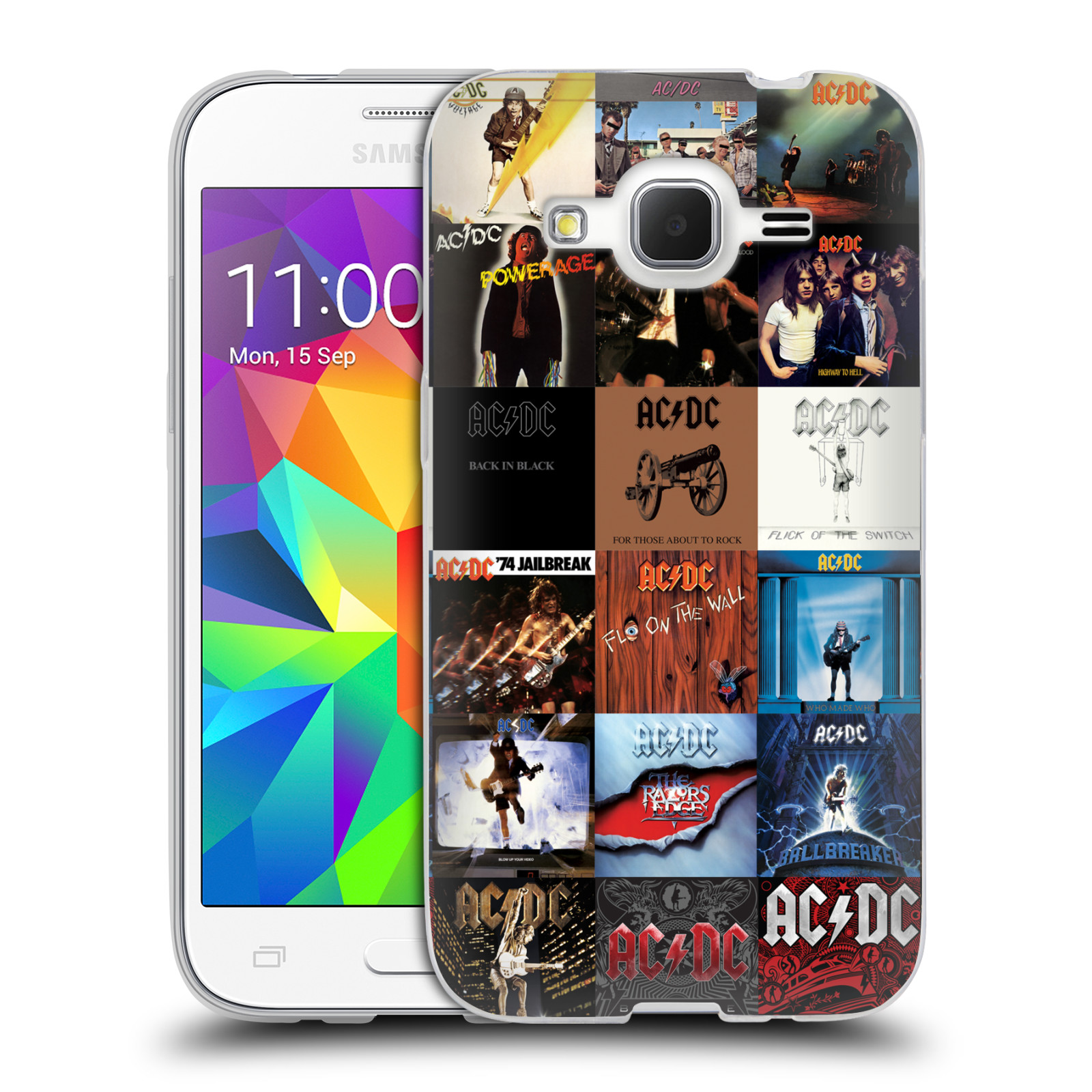 HEAD CASE silikonový obal na mobil Samsung Galaxy Core Prime (G360) rocková skupina ACDC seznam alba