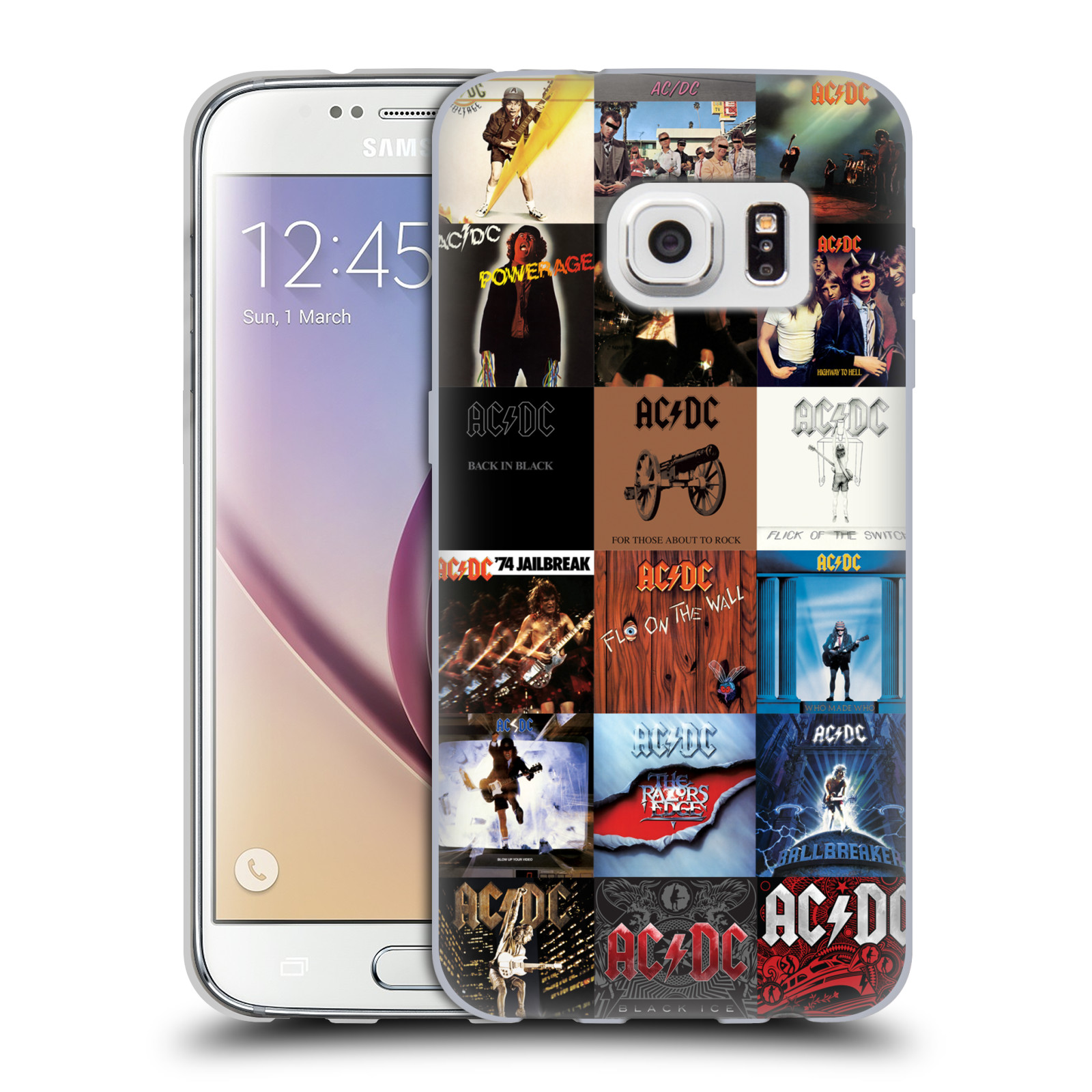 HEAD CASE silikonový obal na mobil Samsung Galaxy S7 rocková skupina ACDC seznam alba