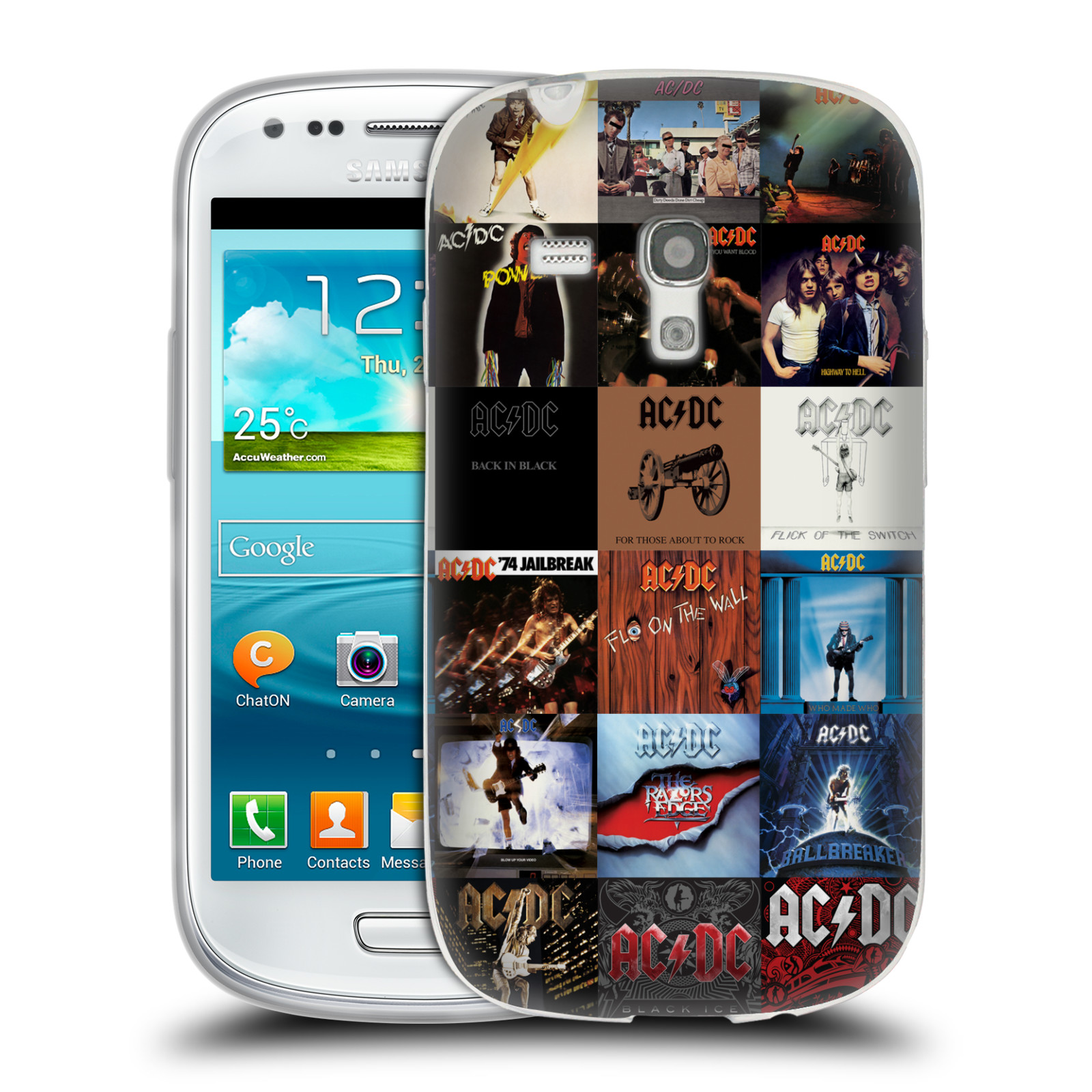 HEAD CASE silikonový obal na mobil Samsung Galaxy S3 MINI rocková skupina ACDC seznam alba