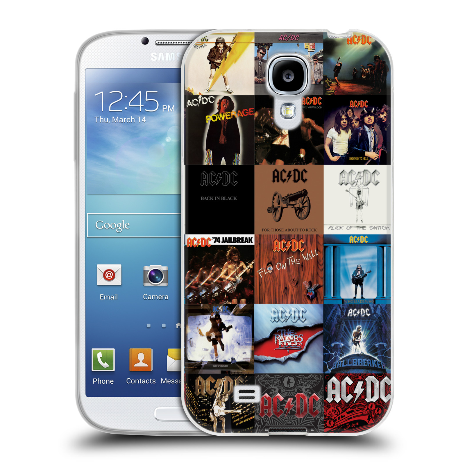 HEAD CASE silikonový obal na mobil Samsung Galaxy S4 rocková skupina ACDC seznam alba