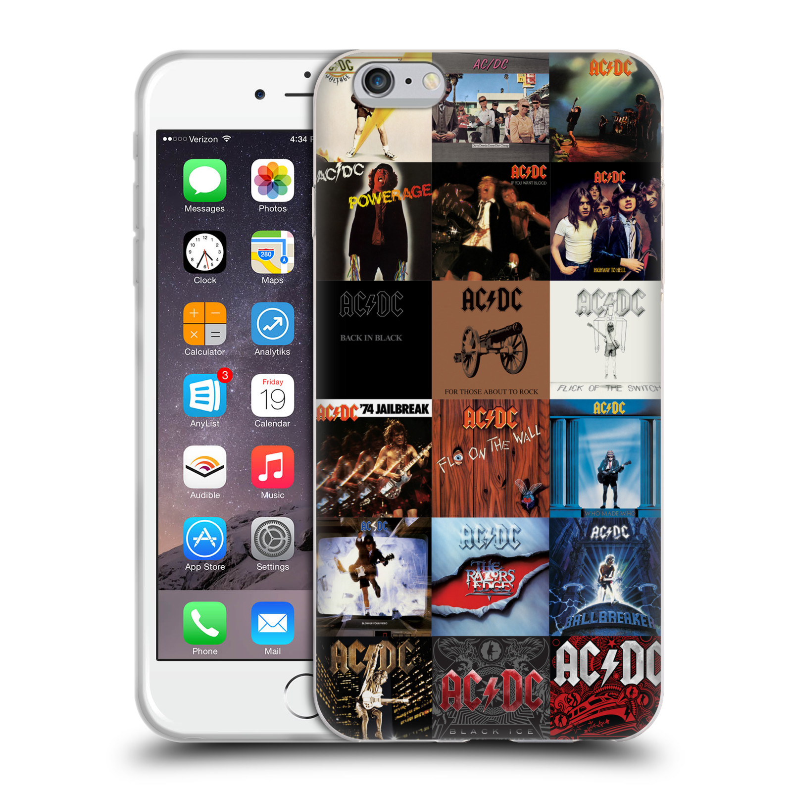 HEAD CASE silikonový obal na mobil Apple Iphone 6/6S PLUS rocková skupina ACDC seznam alba