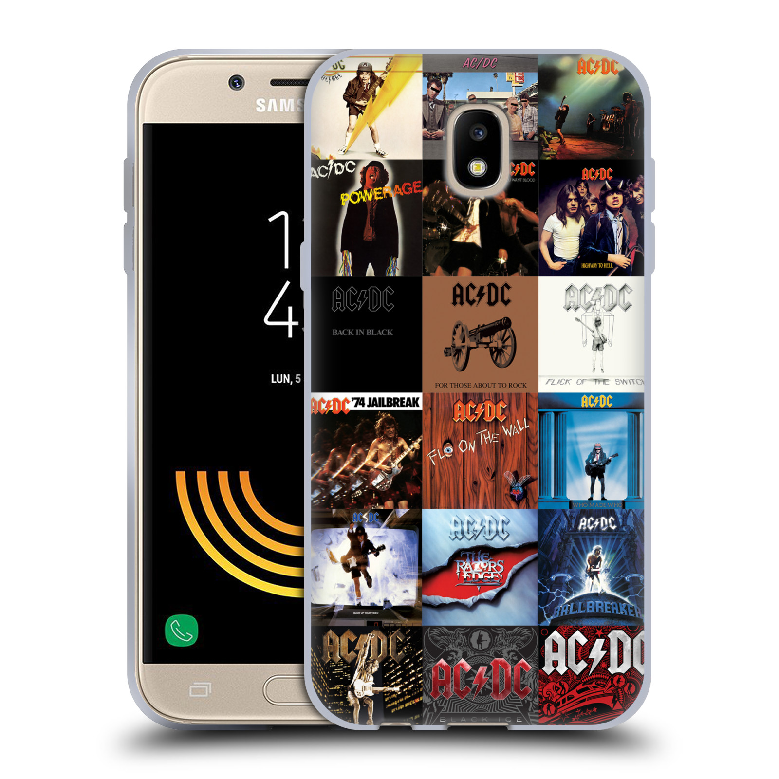 HEAD CASE silikonový obal na mobil Samsung Galaxy J5 2017 rocková skupina ACDC seznam alba