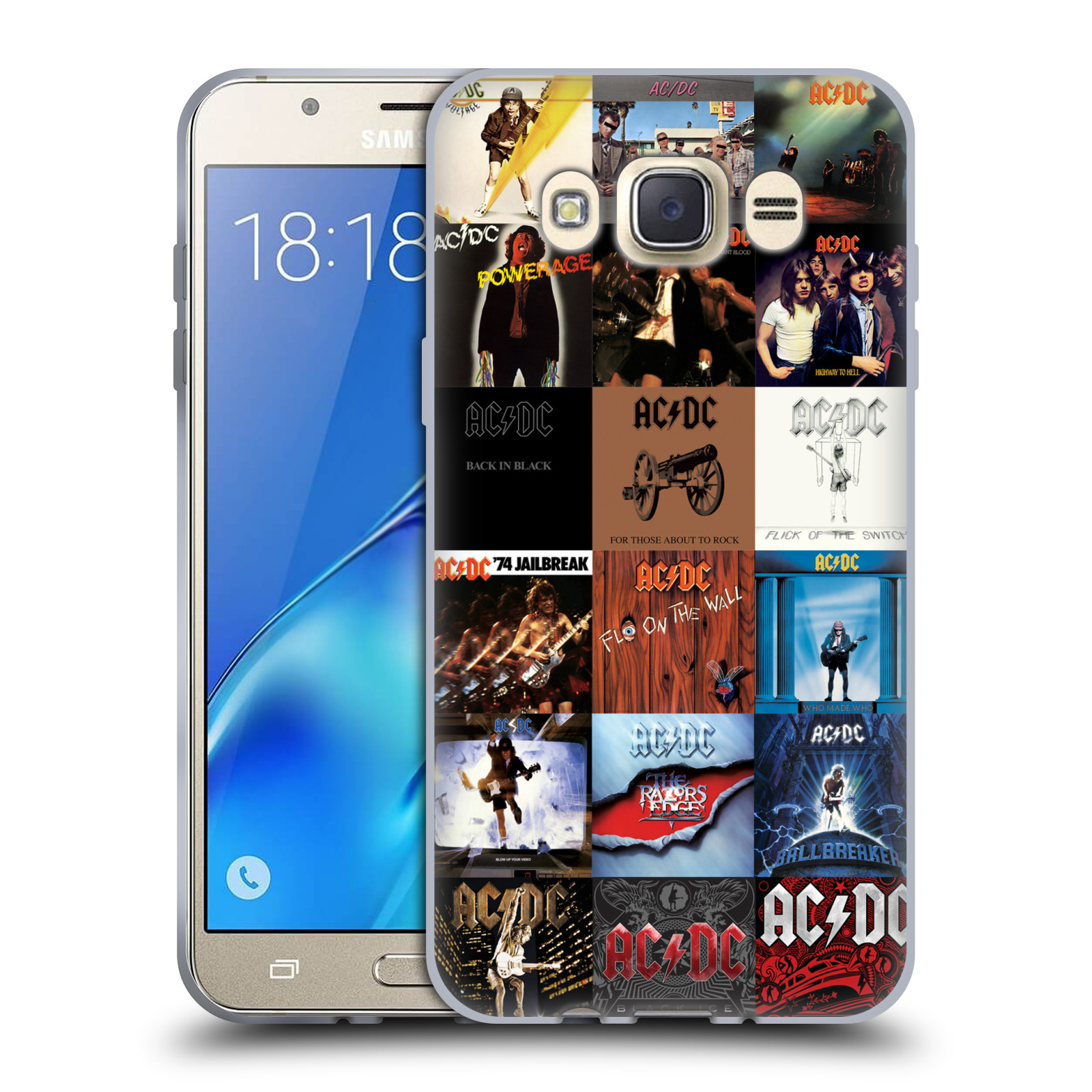 HEAD CASE silikonový obal na mobil Samsung Galaxy J7 2016 rocková skupina ACDC seznam alba