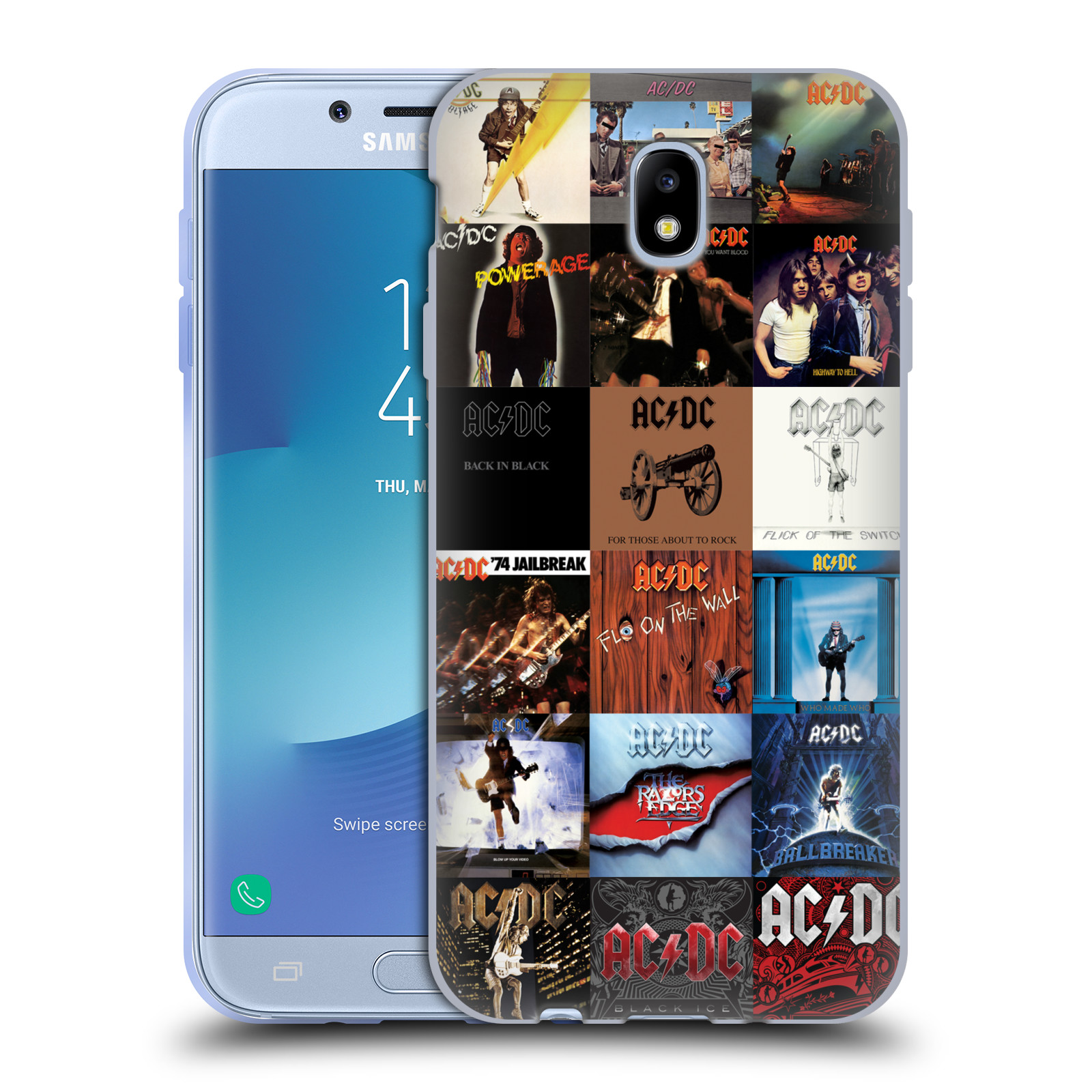 HEAD CASE silikonový obal na mobil Samsung Galaxy J7 2017 rocková skupina ACDC seznam alba