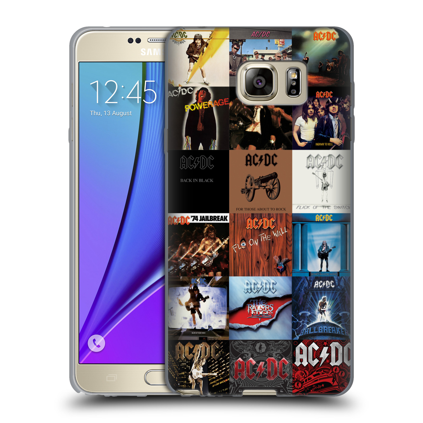 HEAD CASE silikonový obal na mobil Samsung Galaxy Note 5 rocková skupina ACDC seznam alba