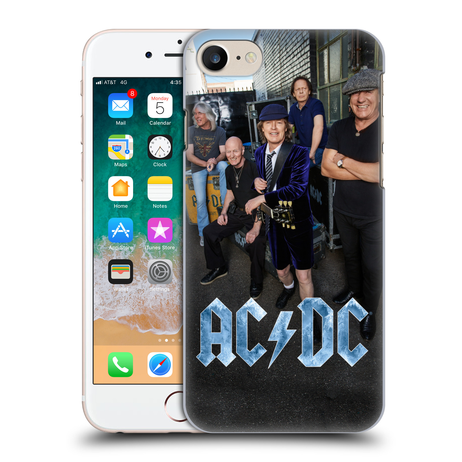 Plastové pouzdro pro mobil Apple Iphone 7/8/SE 2020 rocková skupina ACDC fotka garáž