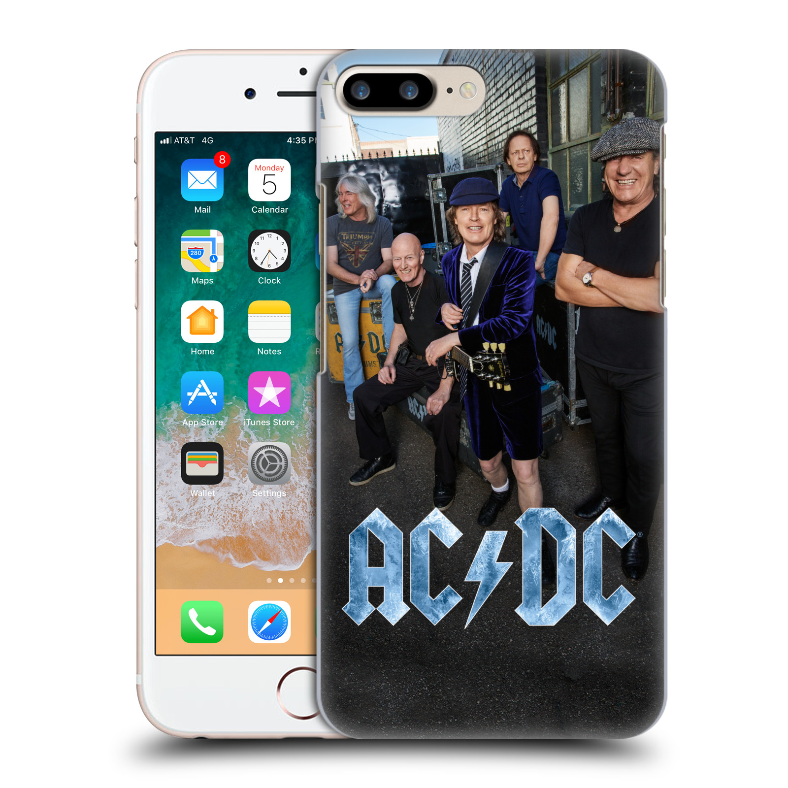 Plastové pouzdro pro mobil Apple Iphone 8 PLUS rocková skupina ACDC fotka garáž