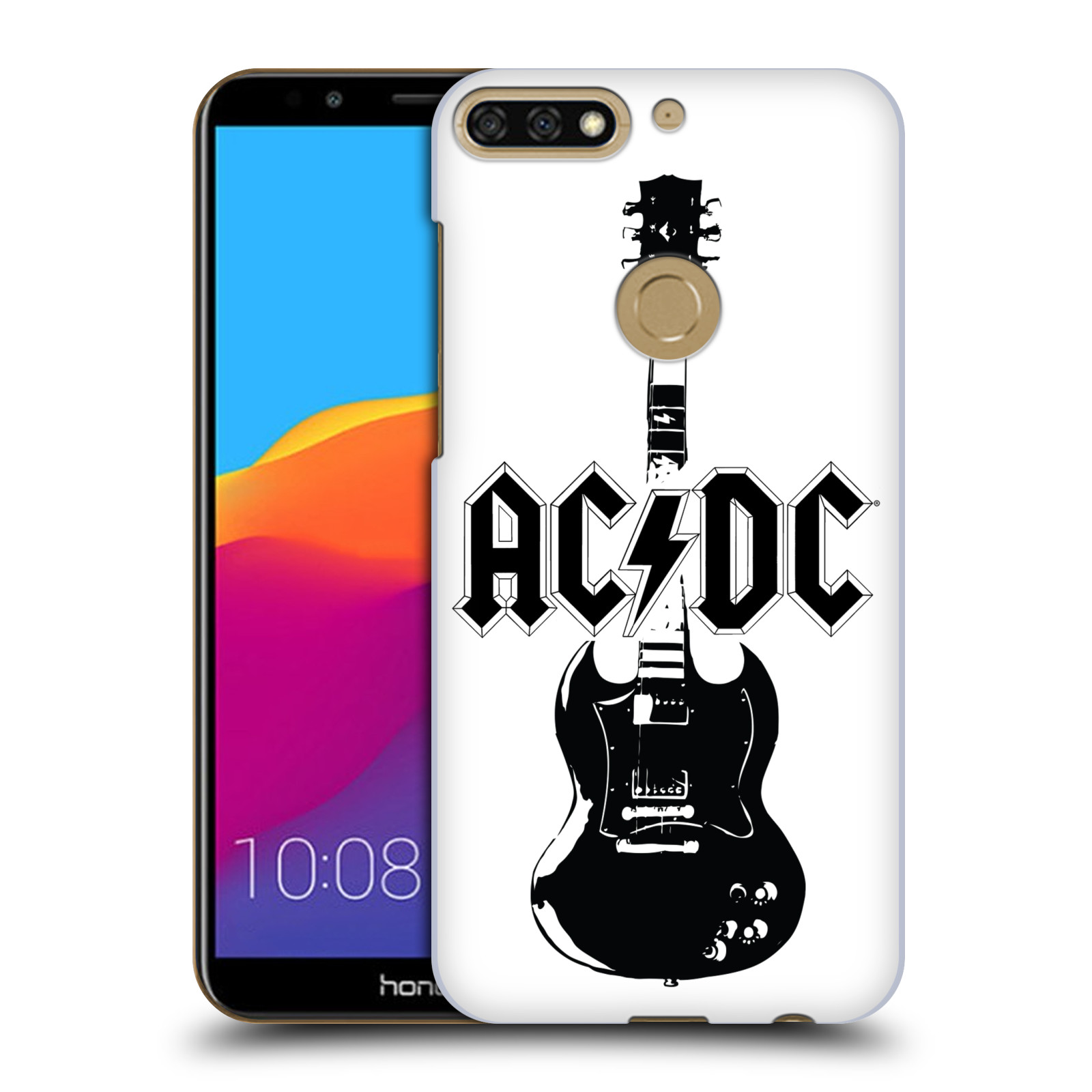 HEAD CASE plastový obal na mobil Honor 7c rocková skupina ACDC kytara černá a bílá