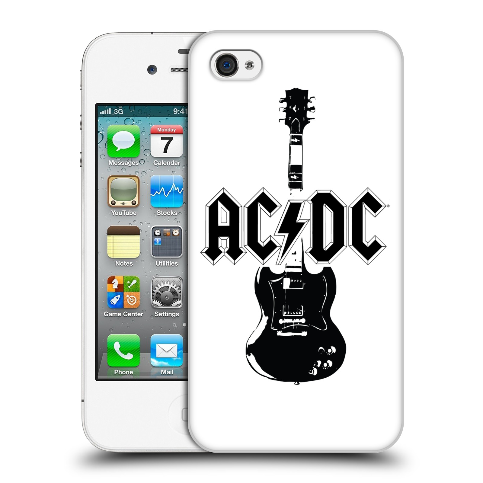 Zadní obal pro mobil Apple Iphone 4/4S - HEAD CASE - ACDC - černá kytara