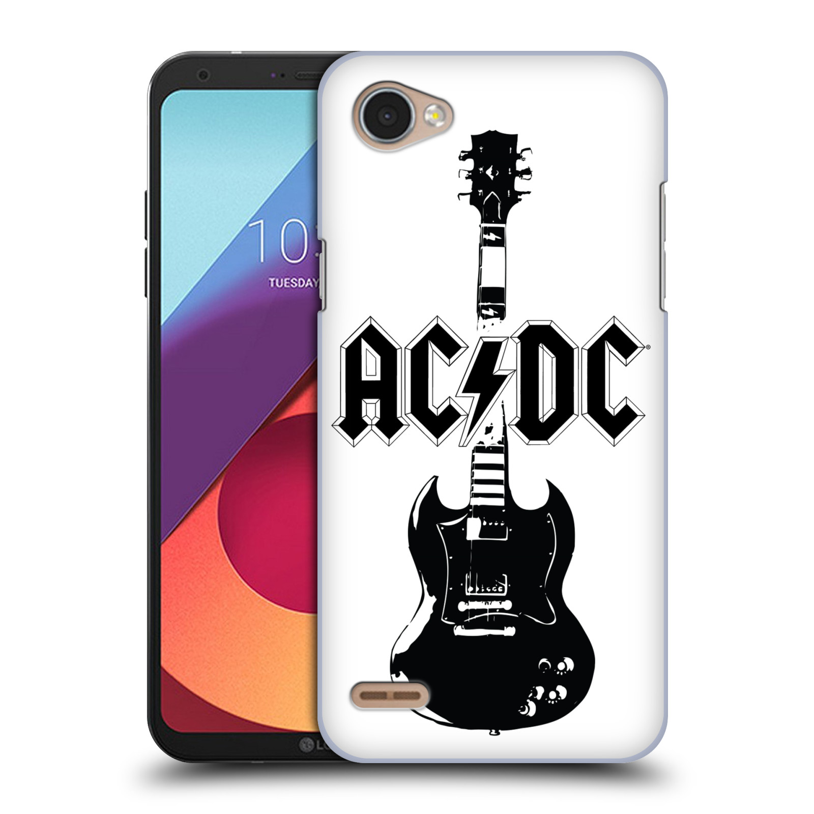 HEAD CASE plastový obal na mobil LG Q6 / Q6 PLUS rocková skupina ACDC kytara černá a bílá
