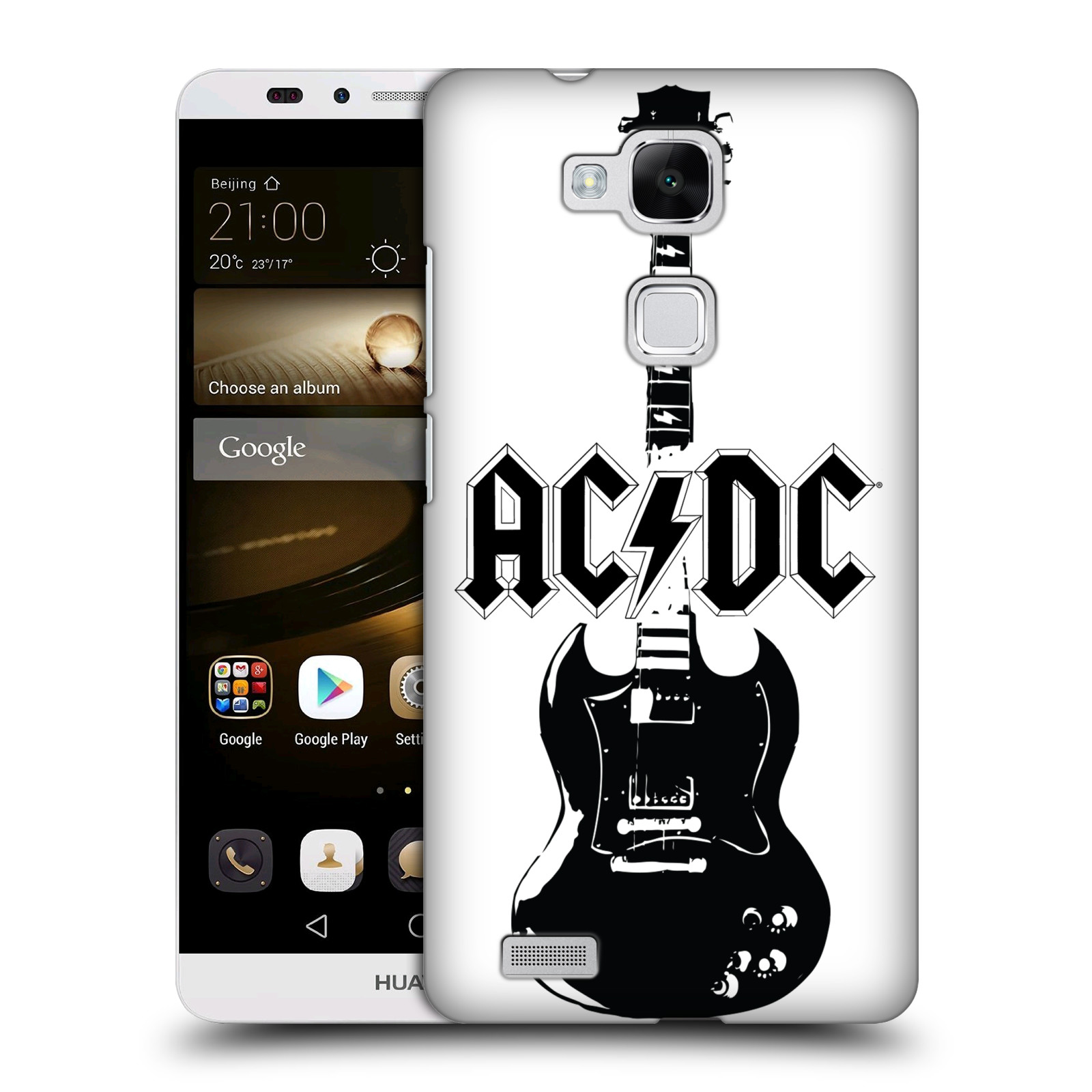 HEAD CASE plastový obal na mobil Huawei Mate 7 rocková skupina ACDC kytara černá a bílá