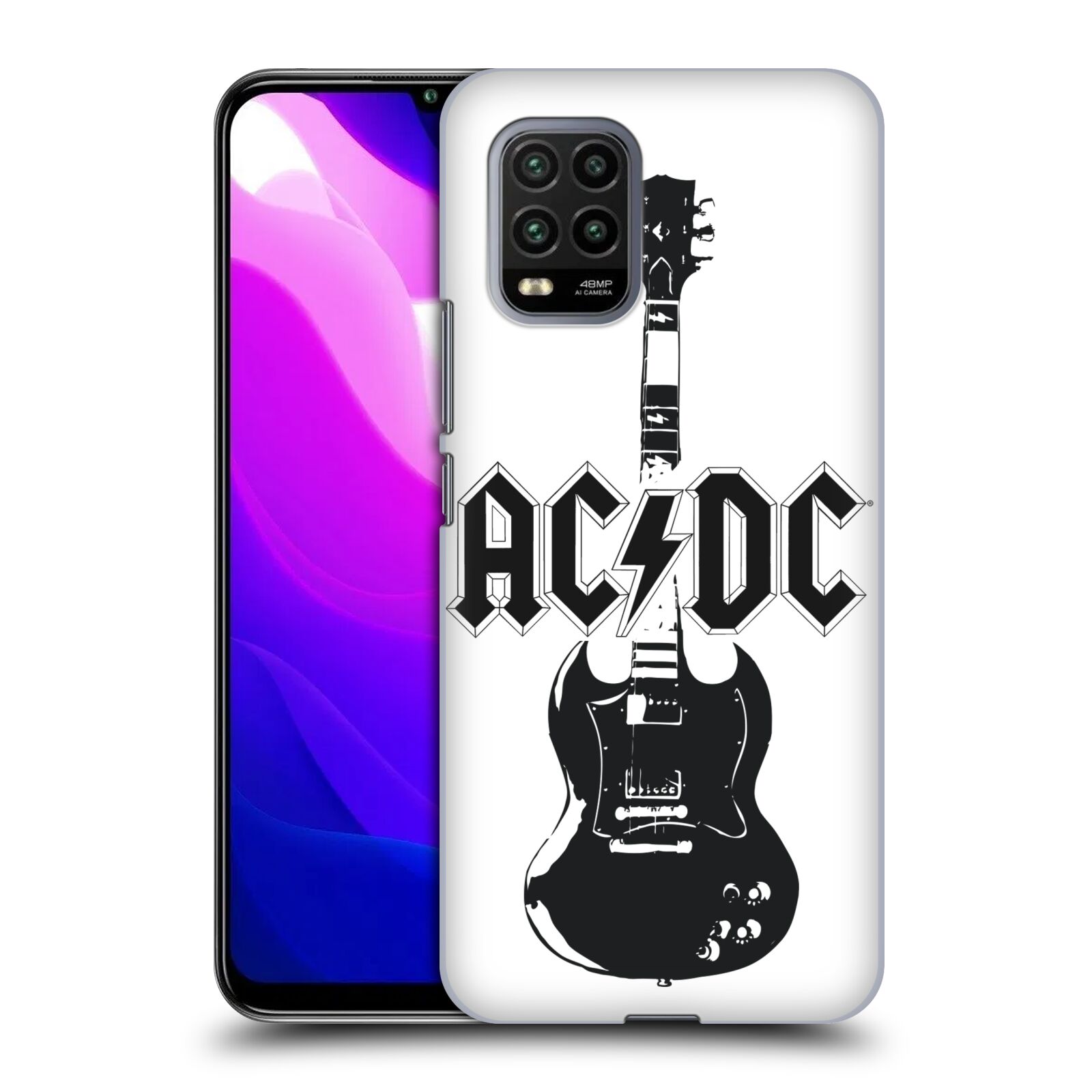 Zadní kryt, obal na mobil Xiaomi Mi 10 LITE rocková skupina ACDC kytara černá a bílá