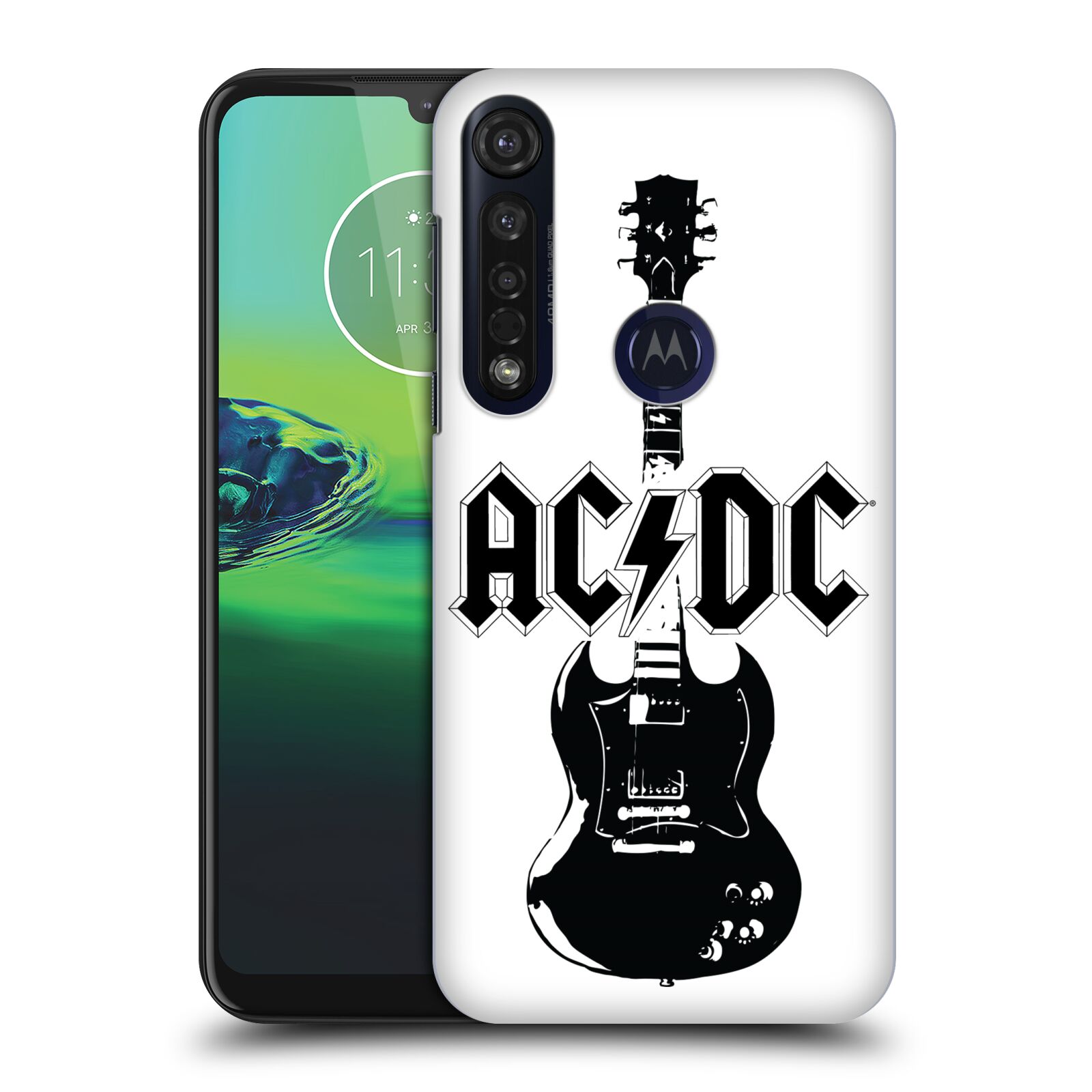 Pouzdro na mobil Motorola Moto G8 PLUS - HEAD CASE - rocková skupina ACDC kytara černá a bílá