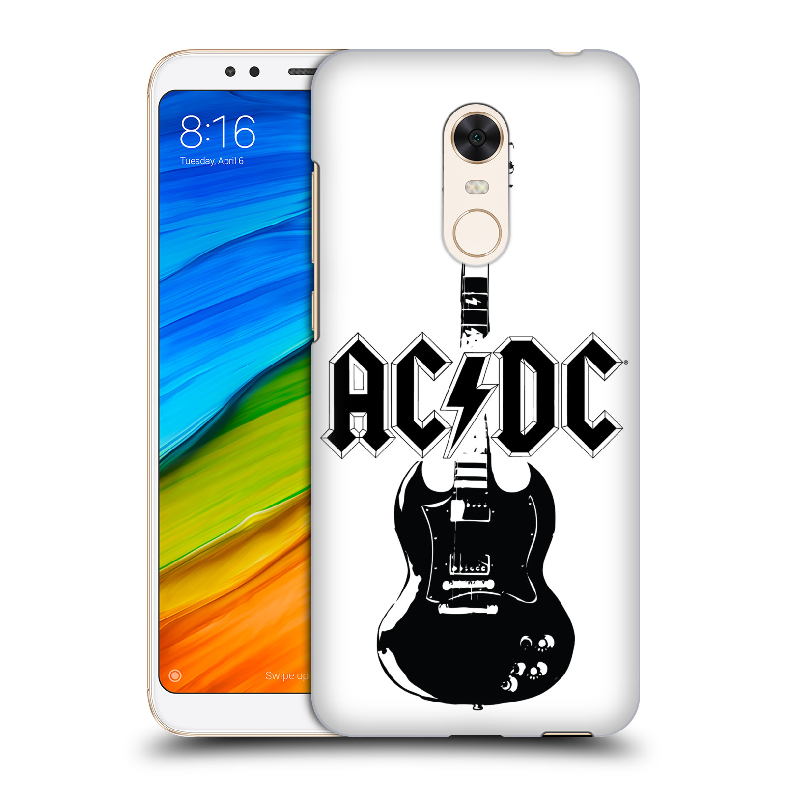 HEAD CASE plastový obal na mobil Xiaomi Redmi 5 PLUS rocková skupina ACDC kytara černá a bílá