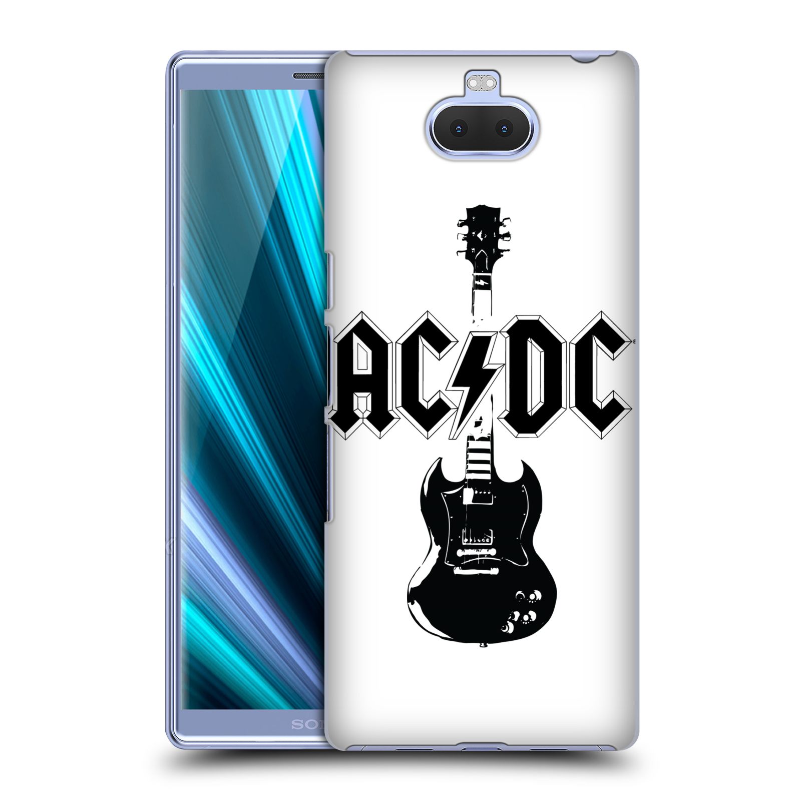 Pouzdro na mobil Sony Xperia 10 Plus - Head Case - rocková skupina ACDC kytara černá a bílá