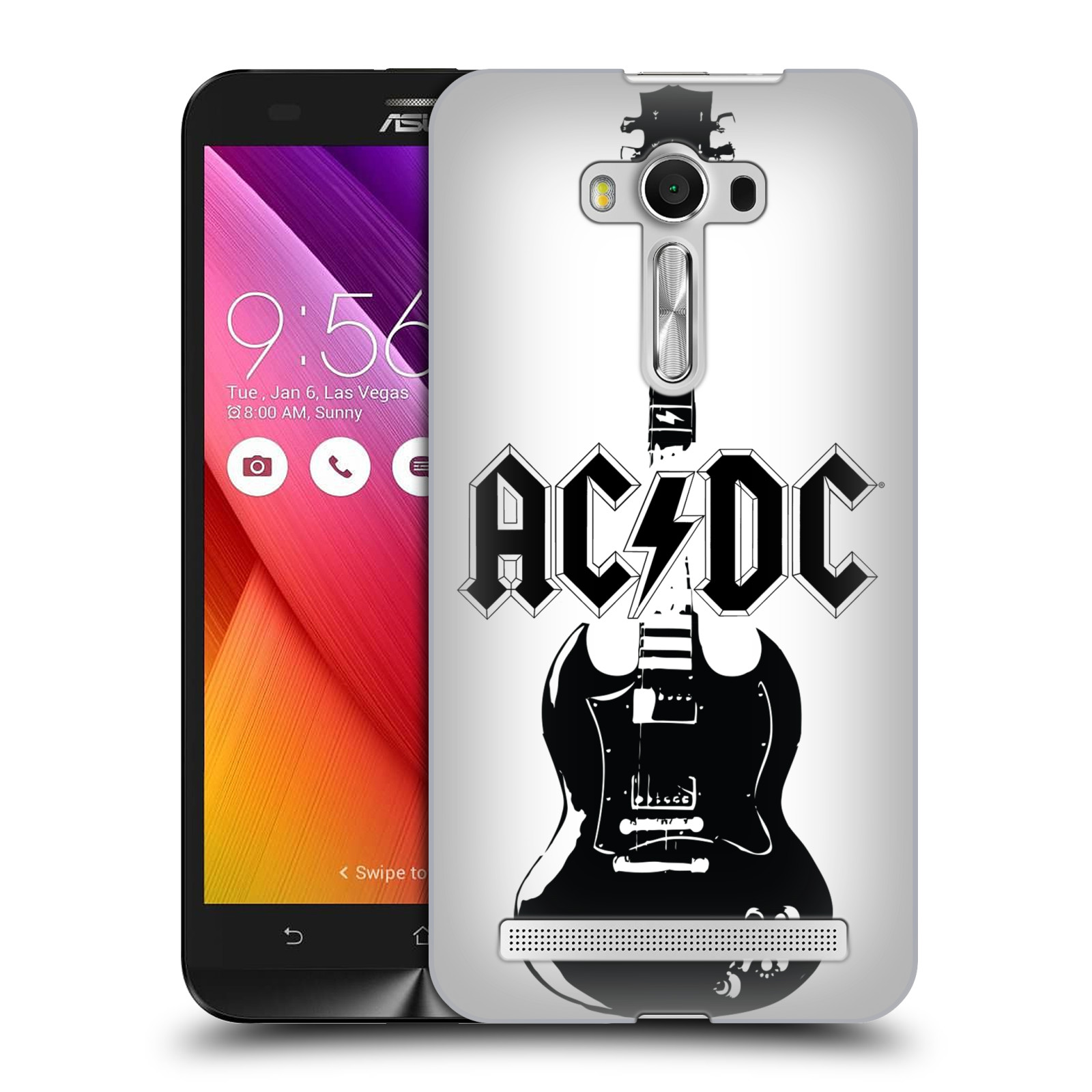 HEAD CASE plastový obal na mobil Asus Zenfone 2 LASER (5,5 displej ZE550KL) rocková skupina ACDC kytara černá a bílá