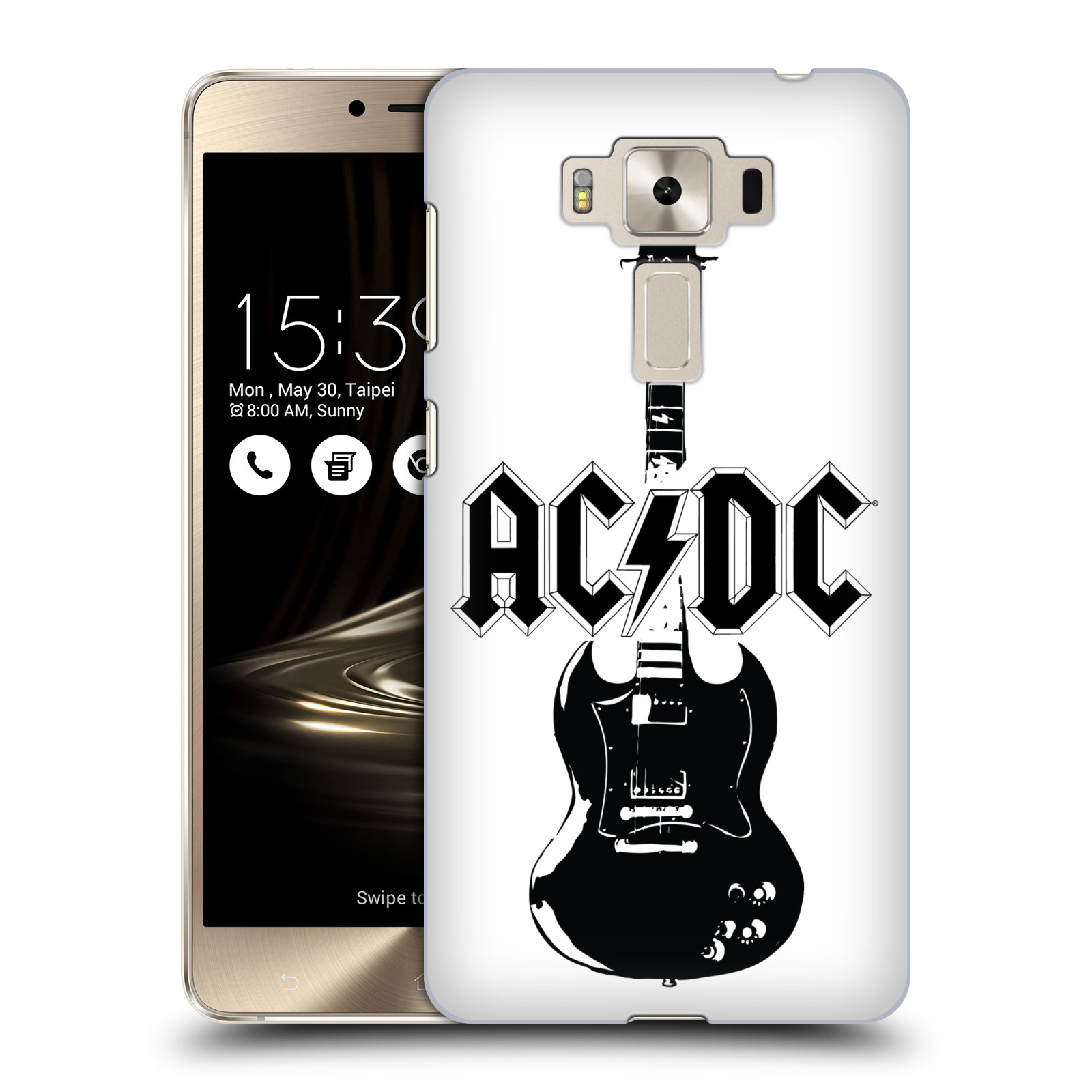 HEAD CASE plastový obal na mobil Asus Zenfone 3 DELUXE ZS550KL rocková skupina ACDC kytara černá a bílá