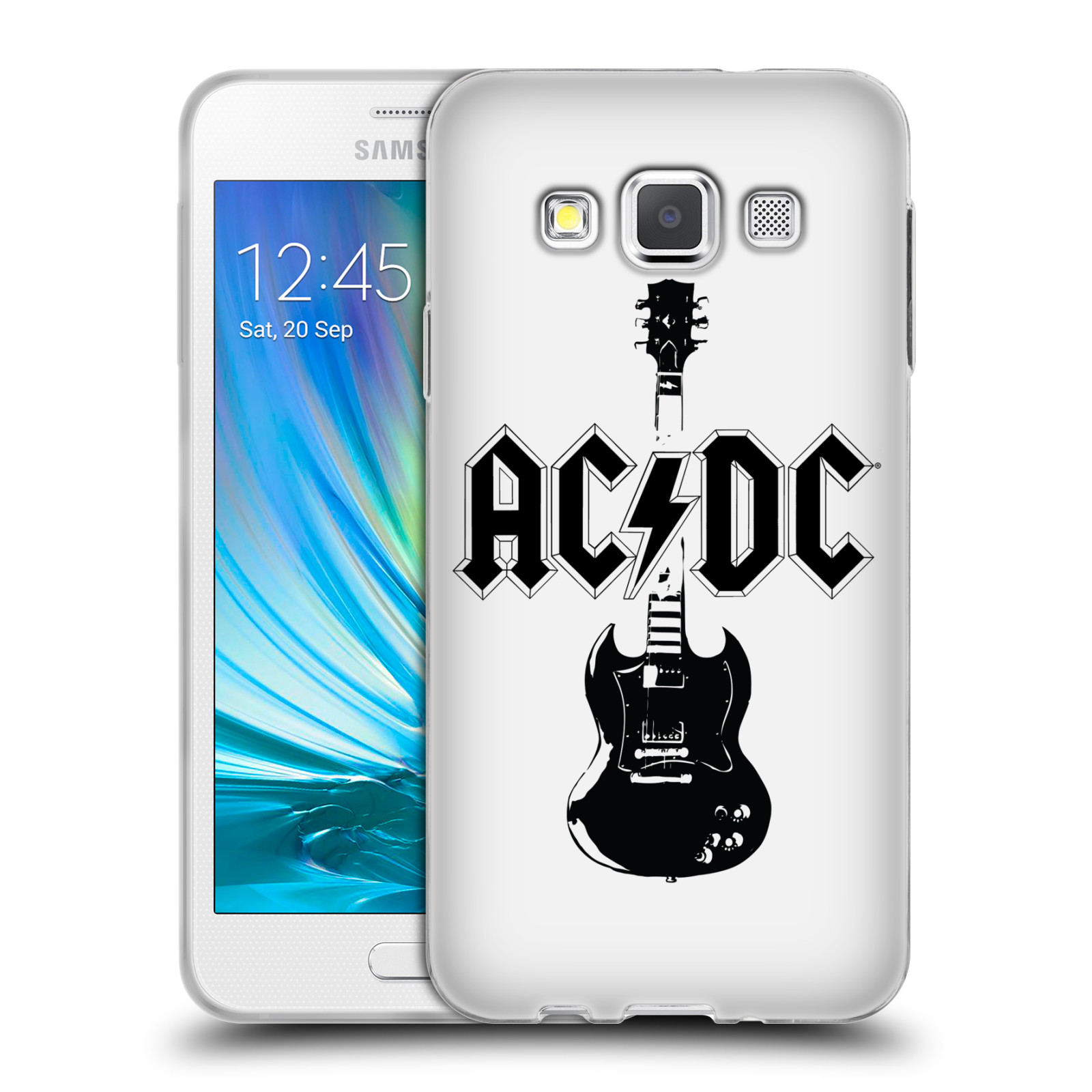 HEAD CASE silikonový obal na mobil Samsung Galaxy A3 (A300) rocková skupina ACDC kytara černá a bílá