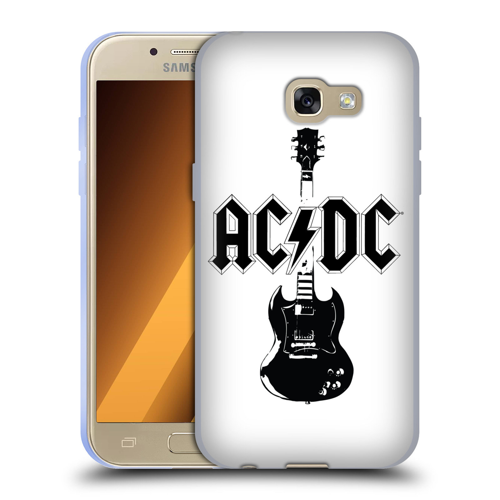 HEAD CASE silikonový obal na mobil Samsung Galaxy A3 2017 (A320) rocková skupina ACDC kytara černá a bílá