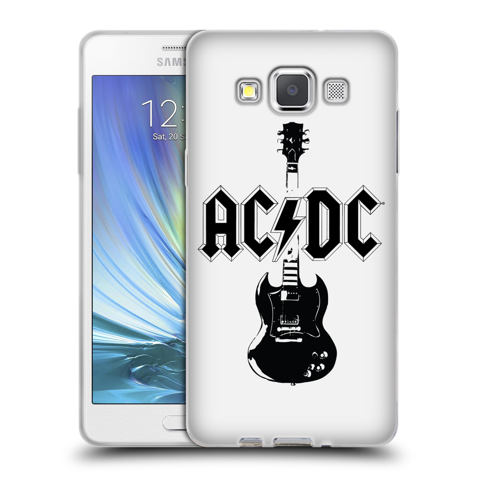 HEAD CASE silikonový obal na mobil Samsung Galaxy A5 (A500) rocková skupina ACDC kytara černá a bílá
