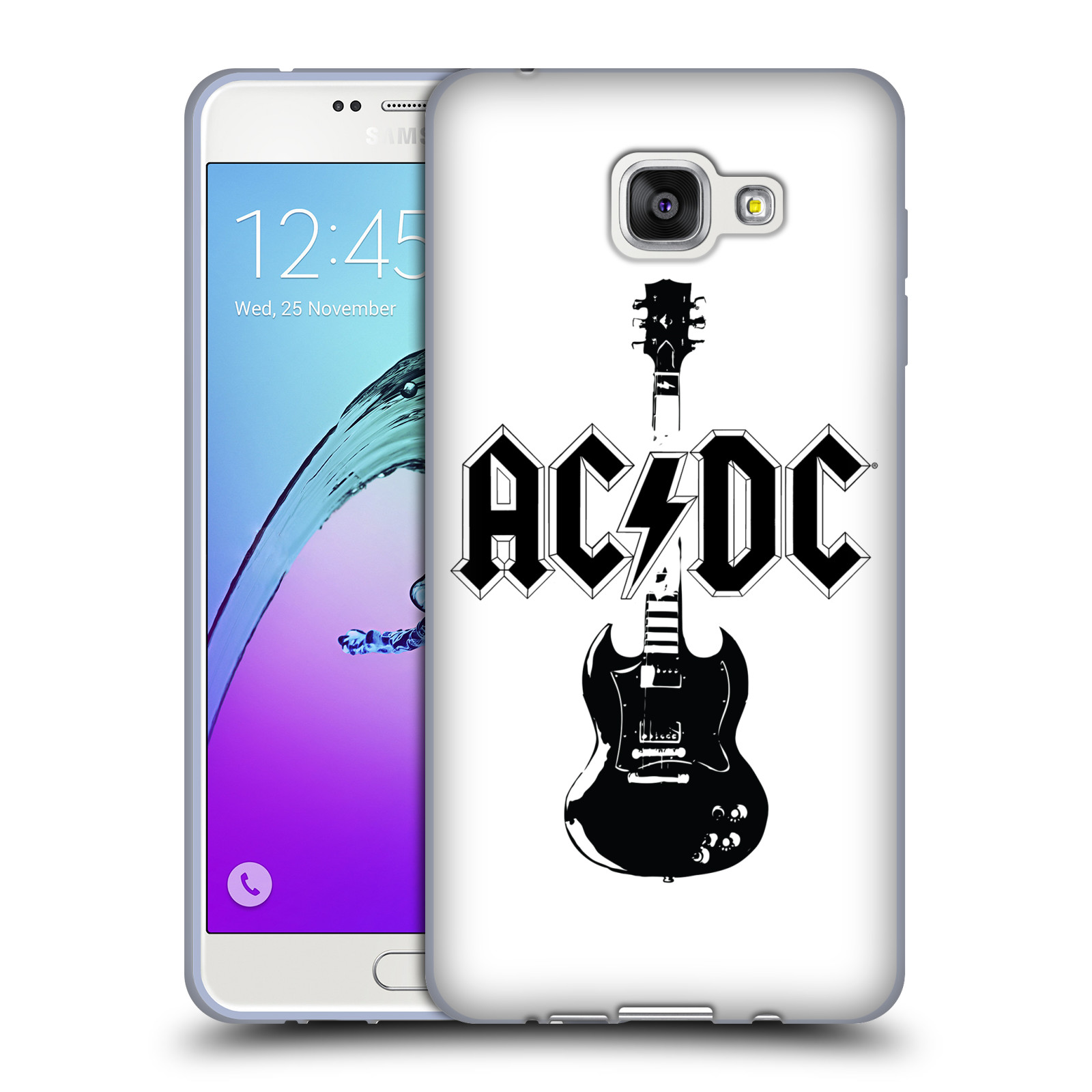 HEAD CASE silikonový obal na mobil Samsung Galaxy A7 2016 (A710) rocková skupina ACDC kytara černá a bílá