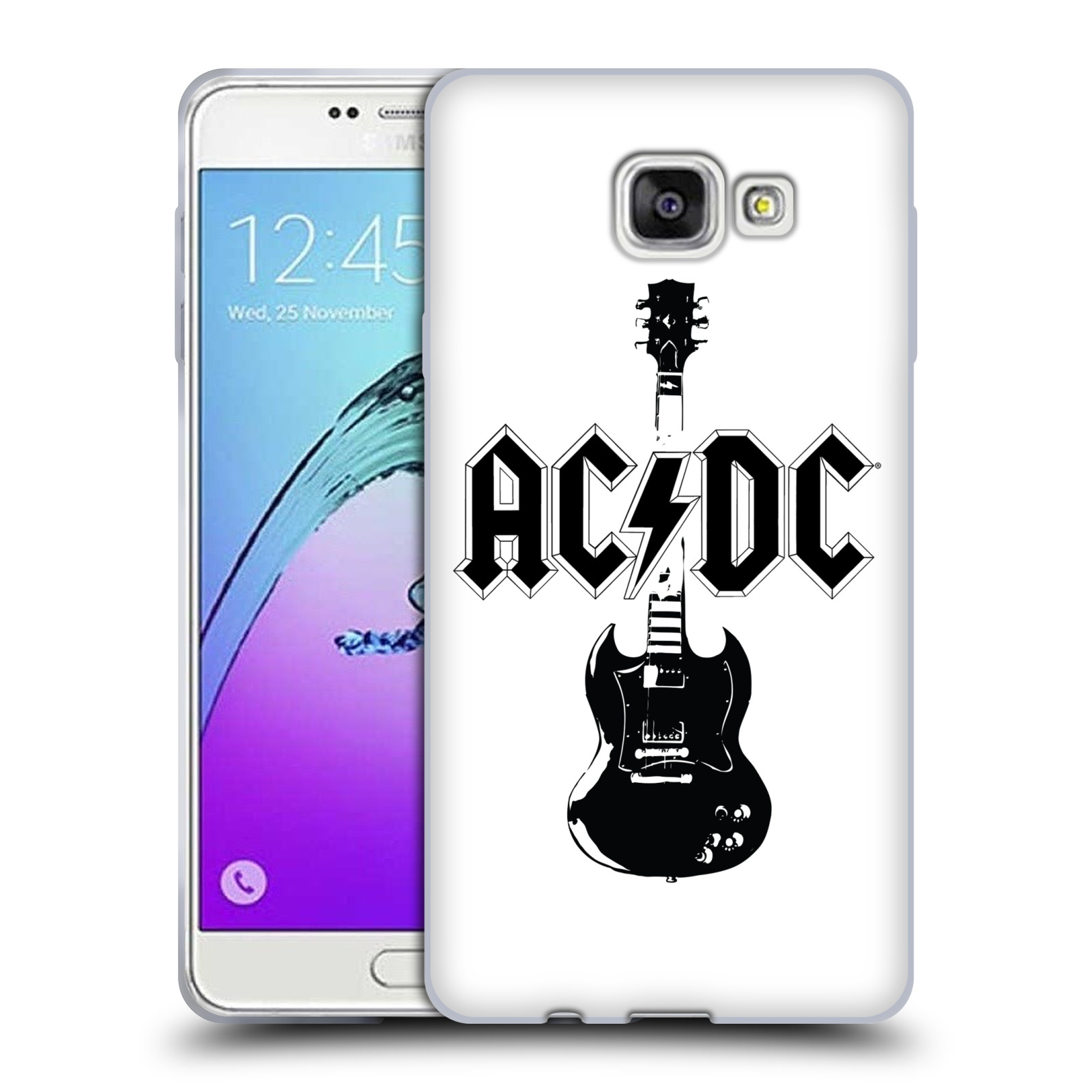 HEAD CASE silikonový obal na mobil Samsung Galaxy A7 2017 (A720) rocková skupina ACDC kytara černá a bílá