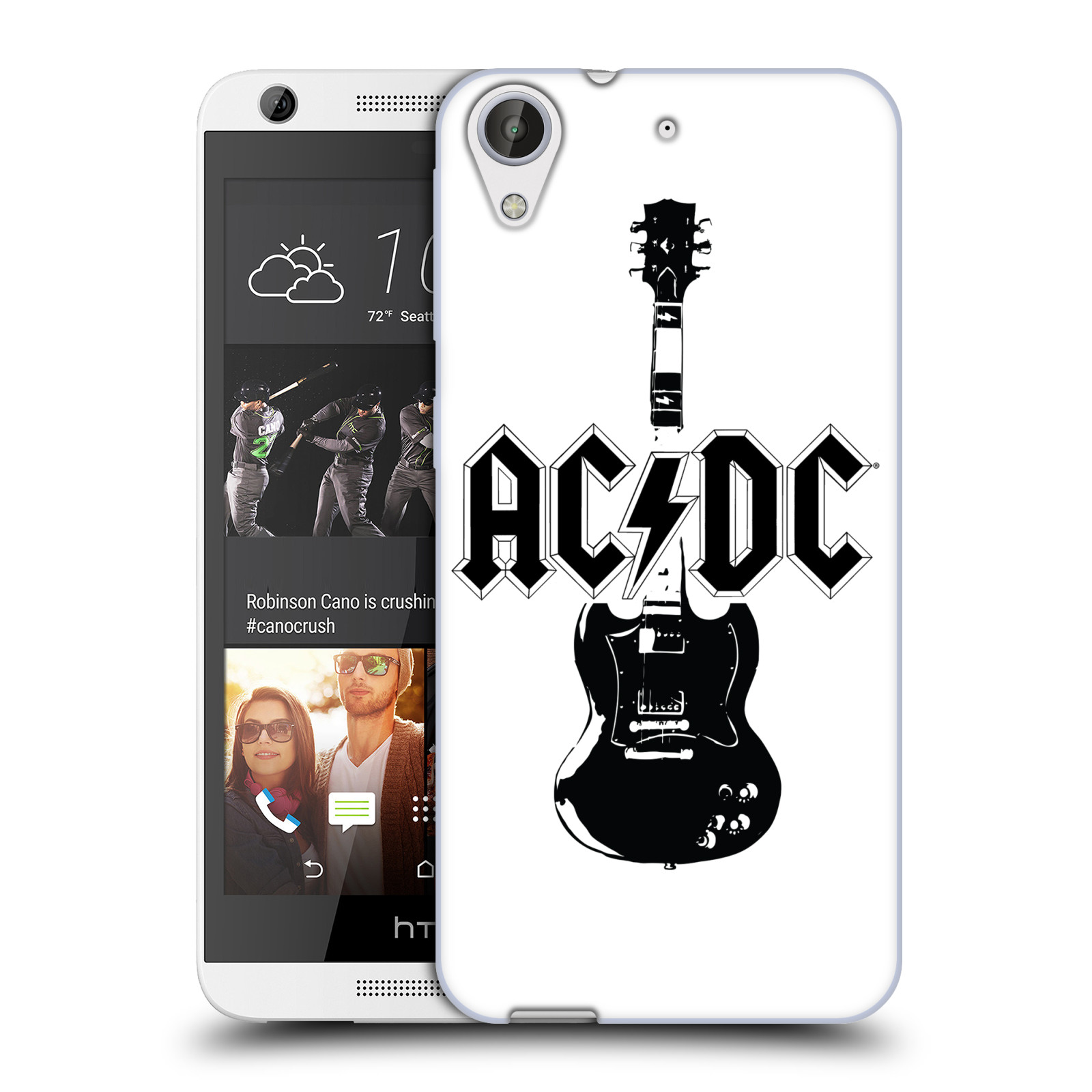 HEAD CASE silikonový obal na mobil HTC Desire 626 rocková skupina ACDC kytara černá a bílá
