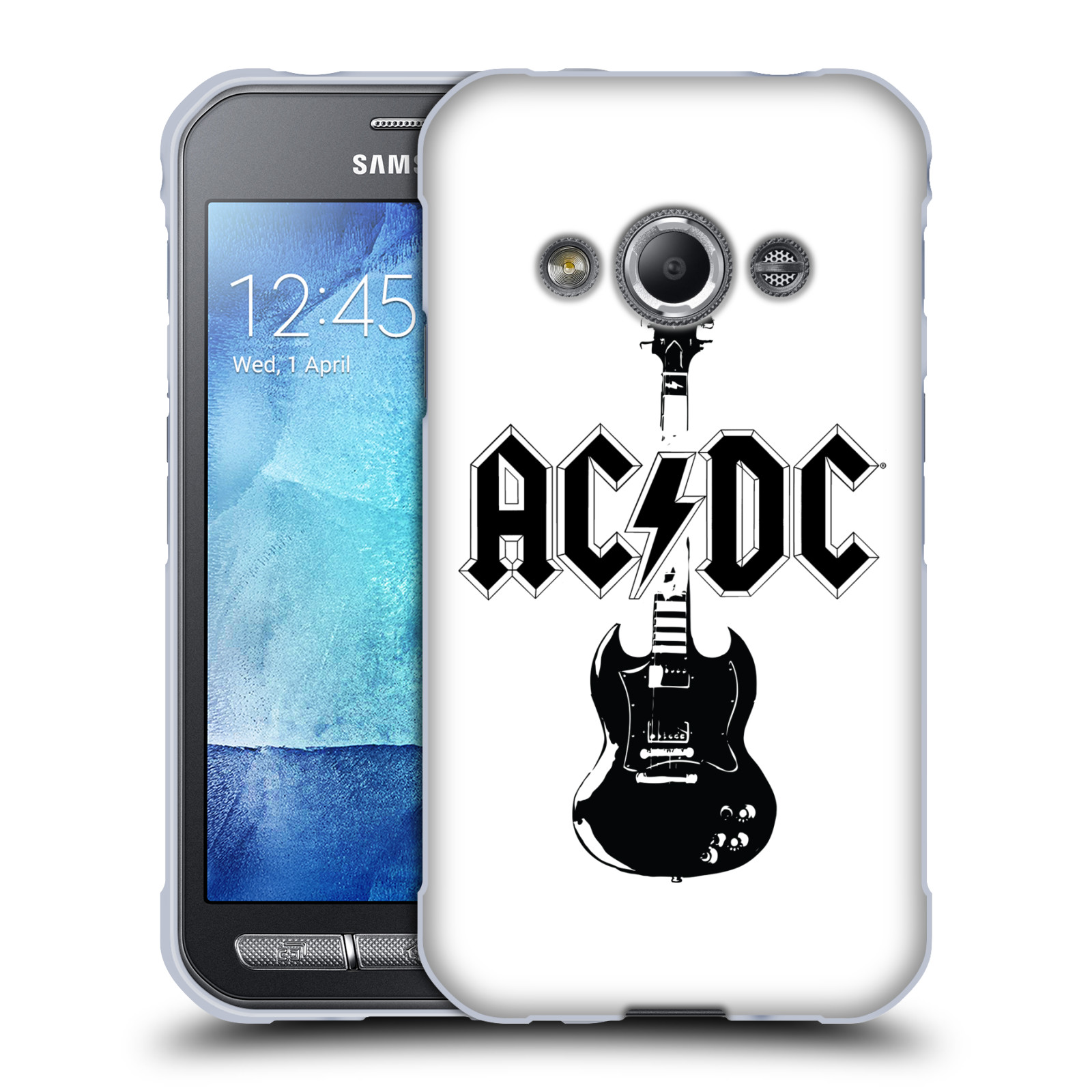 HEAD CASE silikonový obal na mobil Samsung Galaxy Xcover 3 rocková skupina ACDC kytara černá a bílá