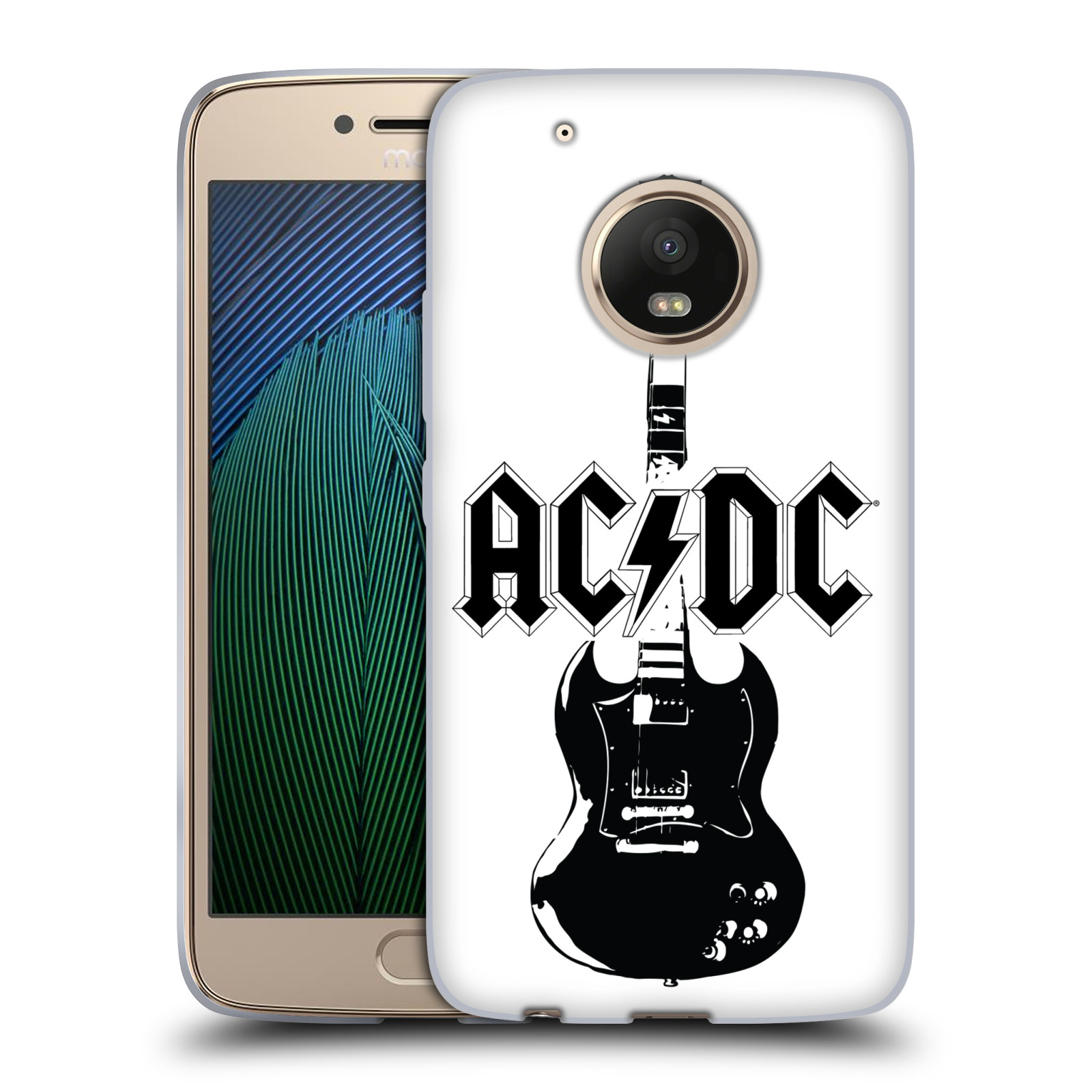 HEAD CASE silikonový obal na mobil Lenovo Moto G5 PLUS rocková skupina ACDC kytara černá a bílá