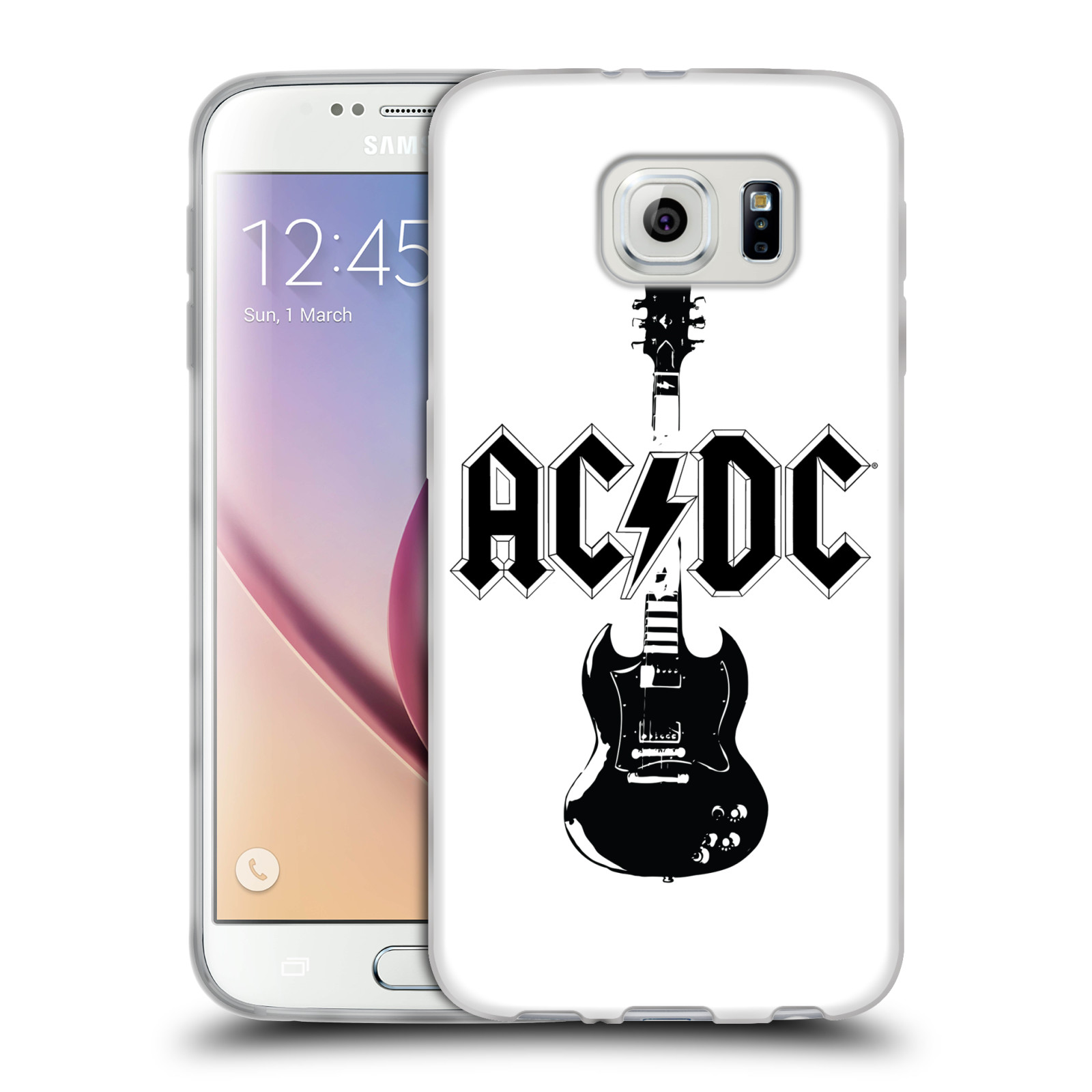 HEAD CASE silikonový obal na mobil Samsung Galaxy S6 rocková skupina ACDC kytara černá a bílá